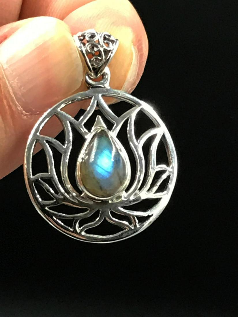 Labradorite, Rock, Natural, Jewelry, Sterling: Labradorite in sterling silver pendant Notes: Est. Shipping quote $6
