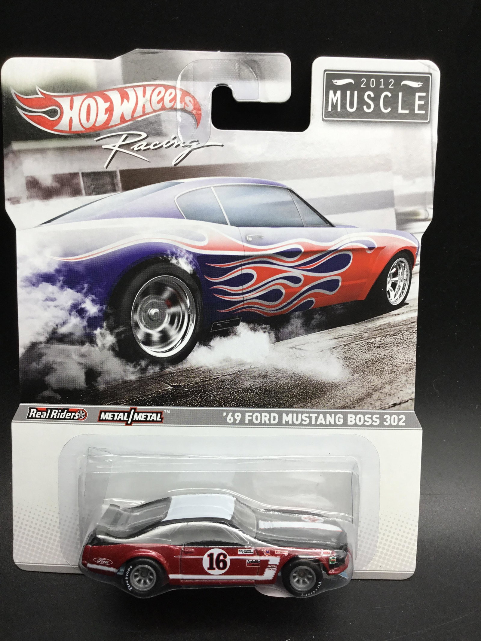 #W8313 2012 hot wheels 69 Ford mustang boss 302: A rare collectors piece from hot wheels racing muscle 2012 comes the 1969 Ford mustang boss 302 real riders