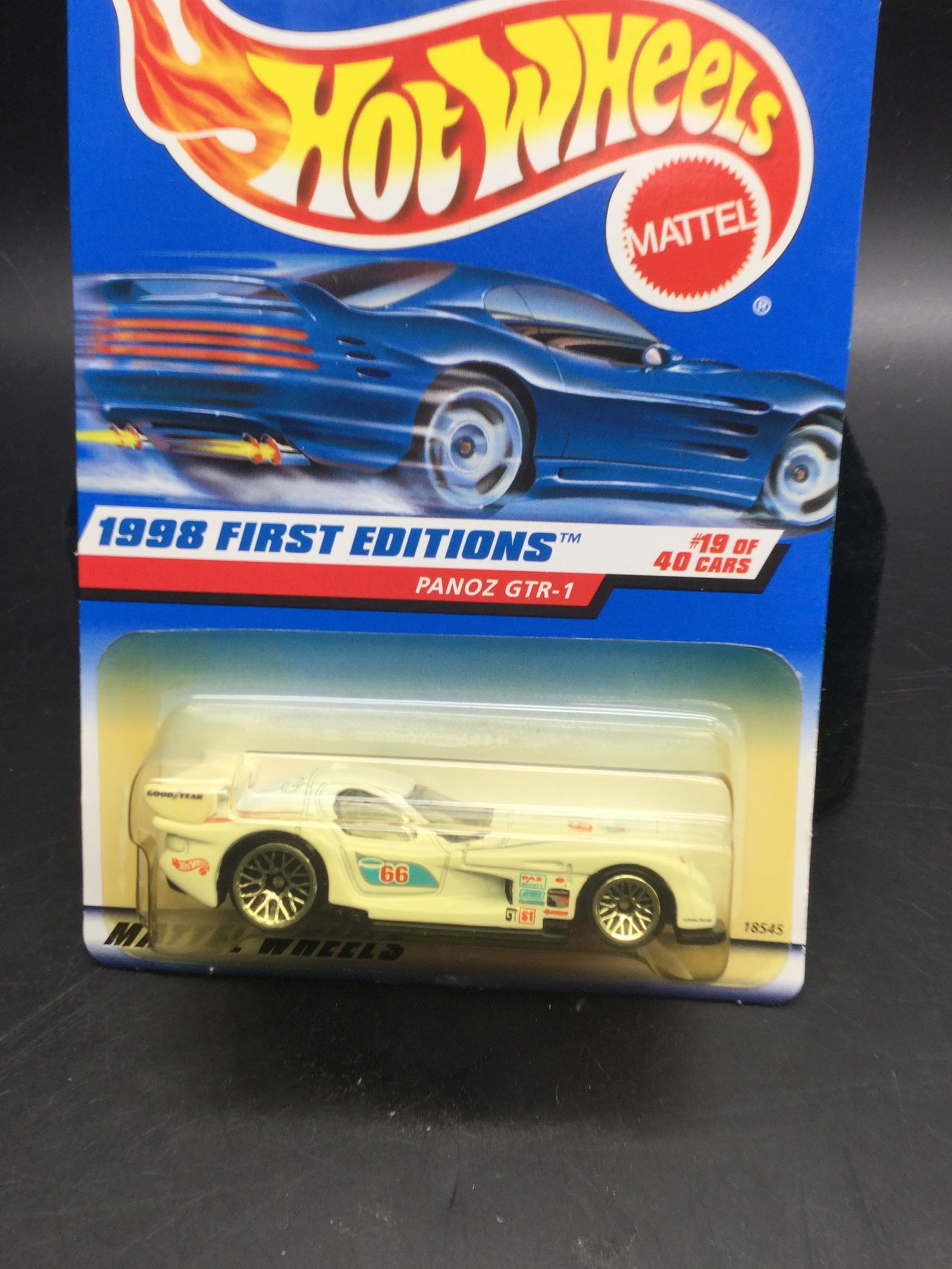 #657 is a 1998 Hot Wheels Panoz GTR Route 66: #657 Hot Wheels Panoz GTR Route 66 First edition with small HW logo in black interior variation white route 66!