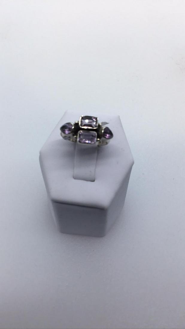 Sterling silver ring with purple stones (1 of 3)