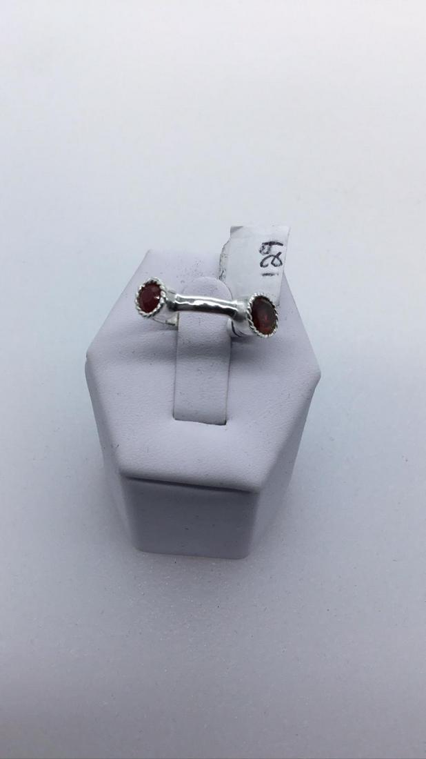Silver ring with red semi precious stones size (1 of 4)