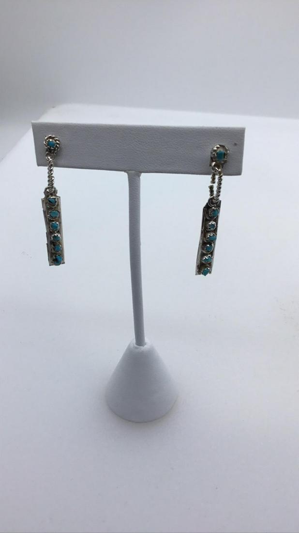 Zuni silver earrings with turquoise (1 of 2)