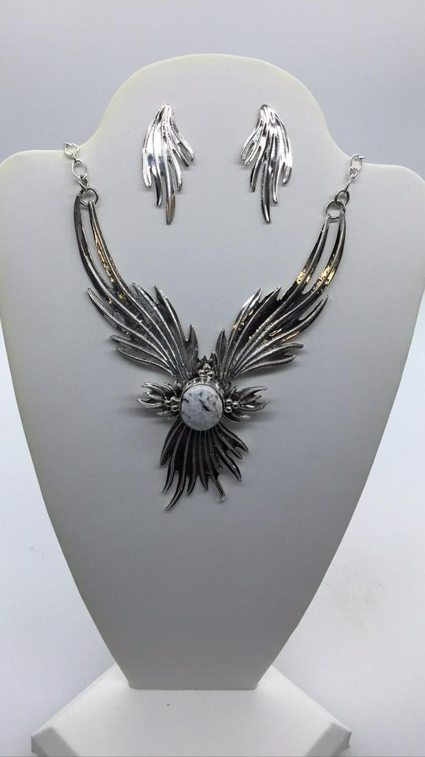 Native American Silver Phoenix Necklace set (1 of 3)