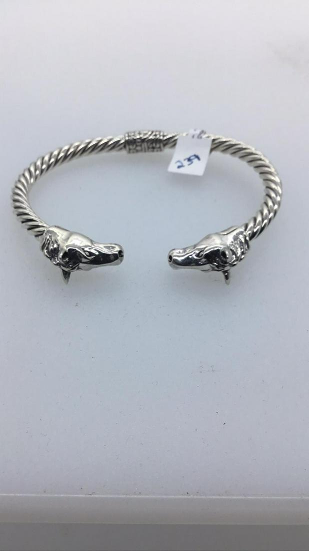 Silver rope bracelet with horse head ends (1 of 3)