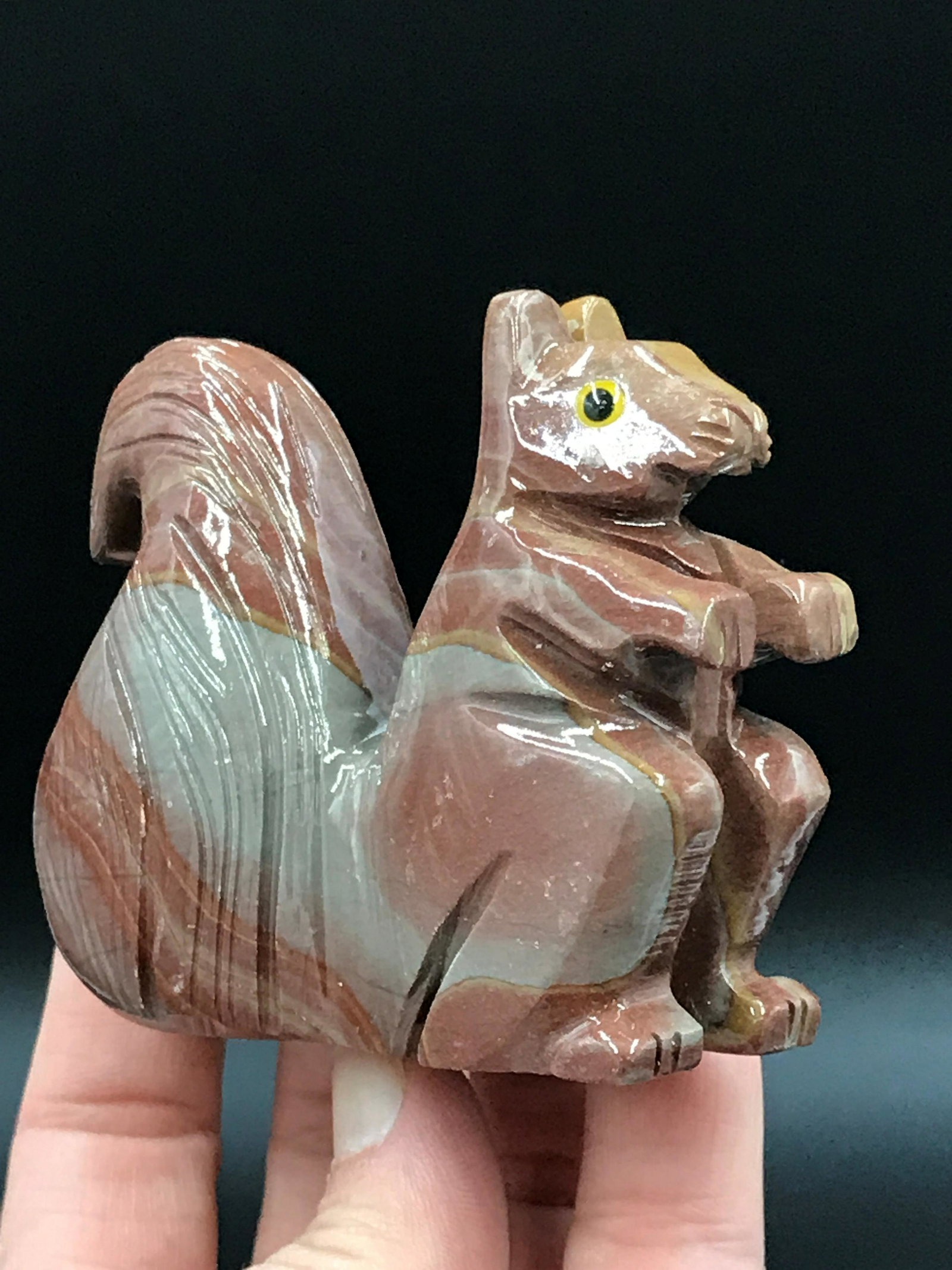 Soapstone, Rock, Collectible, Carving, Squirrell': Soapstone squirrel carving