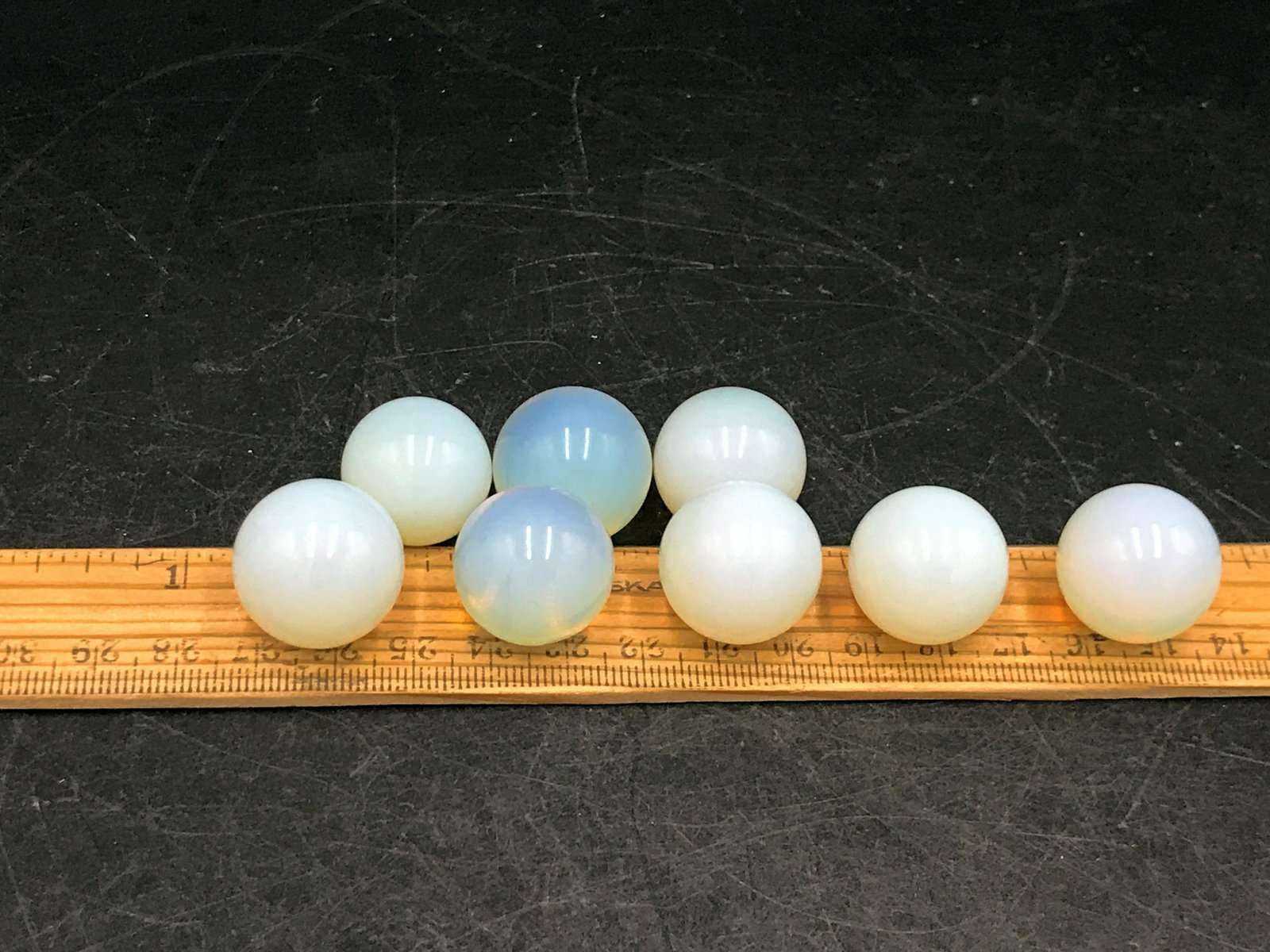 Opalite, Glass, Collectible, Sphere, Marble: 8 mini-spheres (marbles) opalite glass