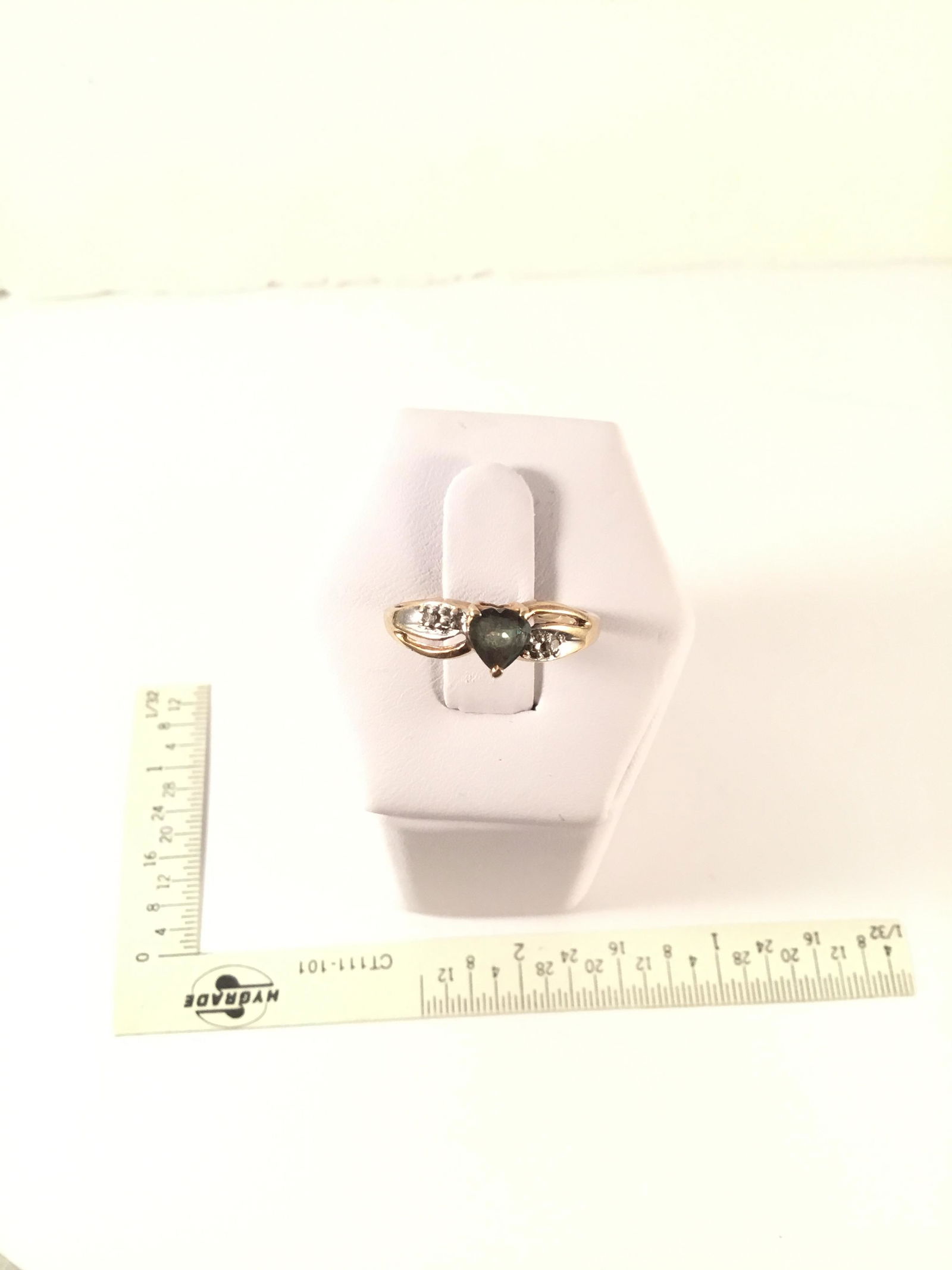 Ladies 10 kt gold ring with blue and clear stones (1 of 3)