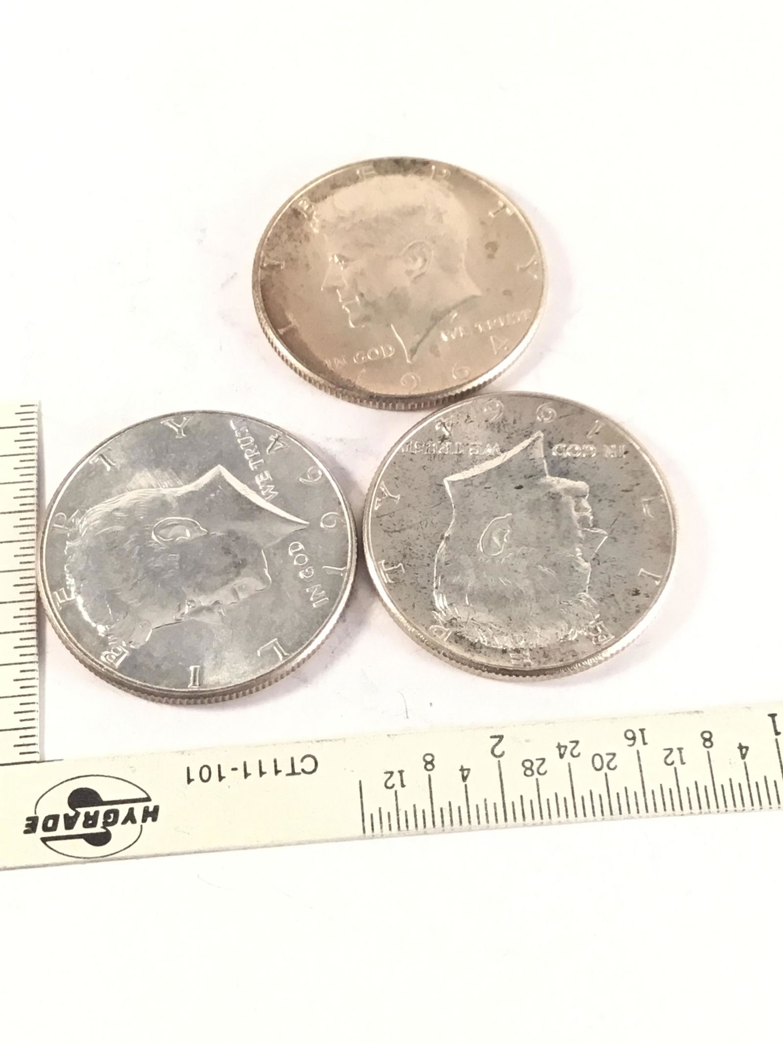 Set of 3 AU 1964 "P" Kennedy half dollars (1 of 2)