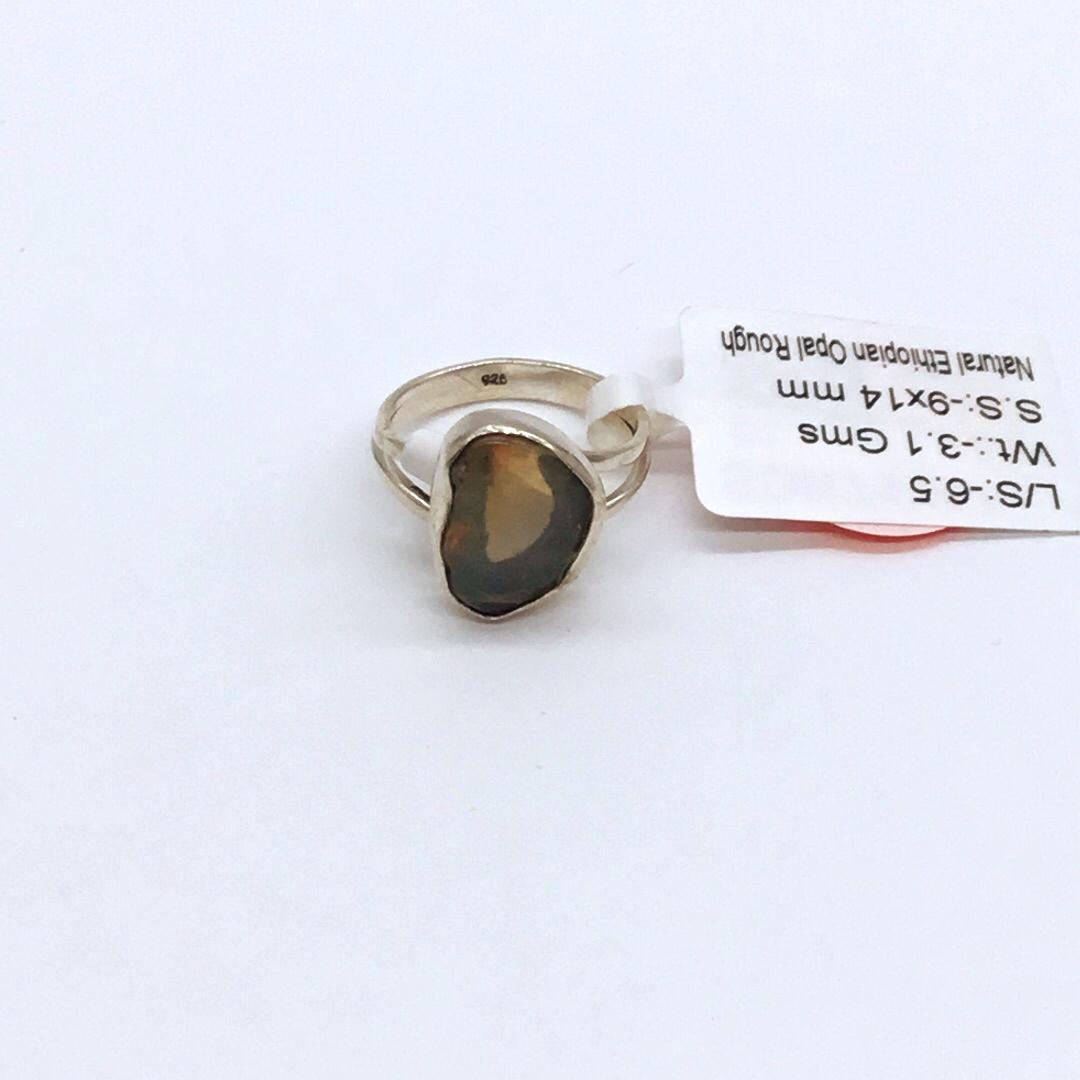 Size 6.5 sterling ring with opal stone (1 of 2)