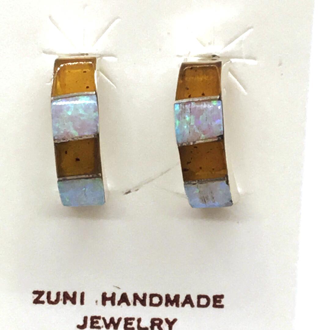Zuni handcrafted opal earrings (1 of 3)