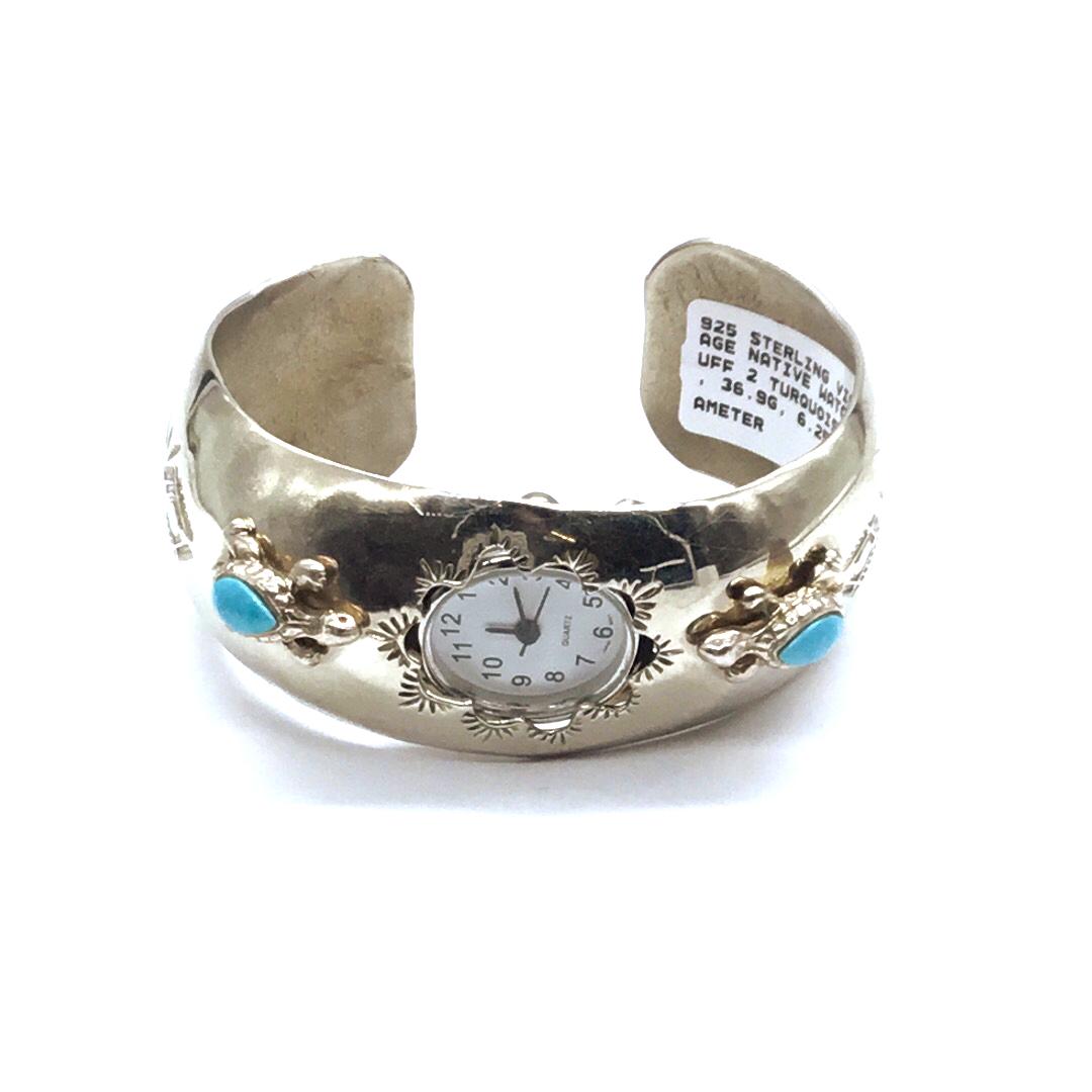 Native American Silver & turquoise watch cuff (1 of 4)