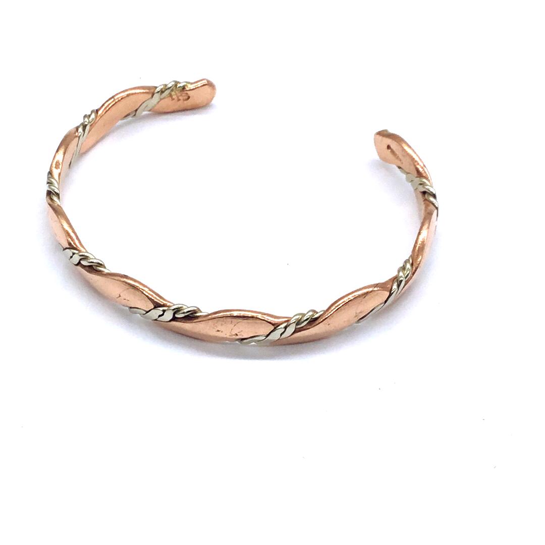 Braided copper and brass cuff bracelet (1 of 3)