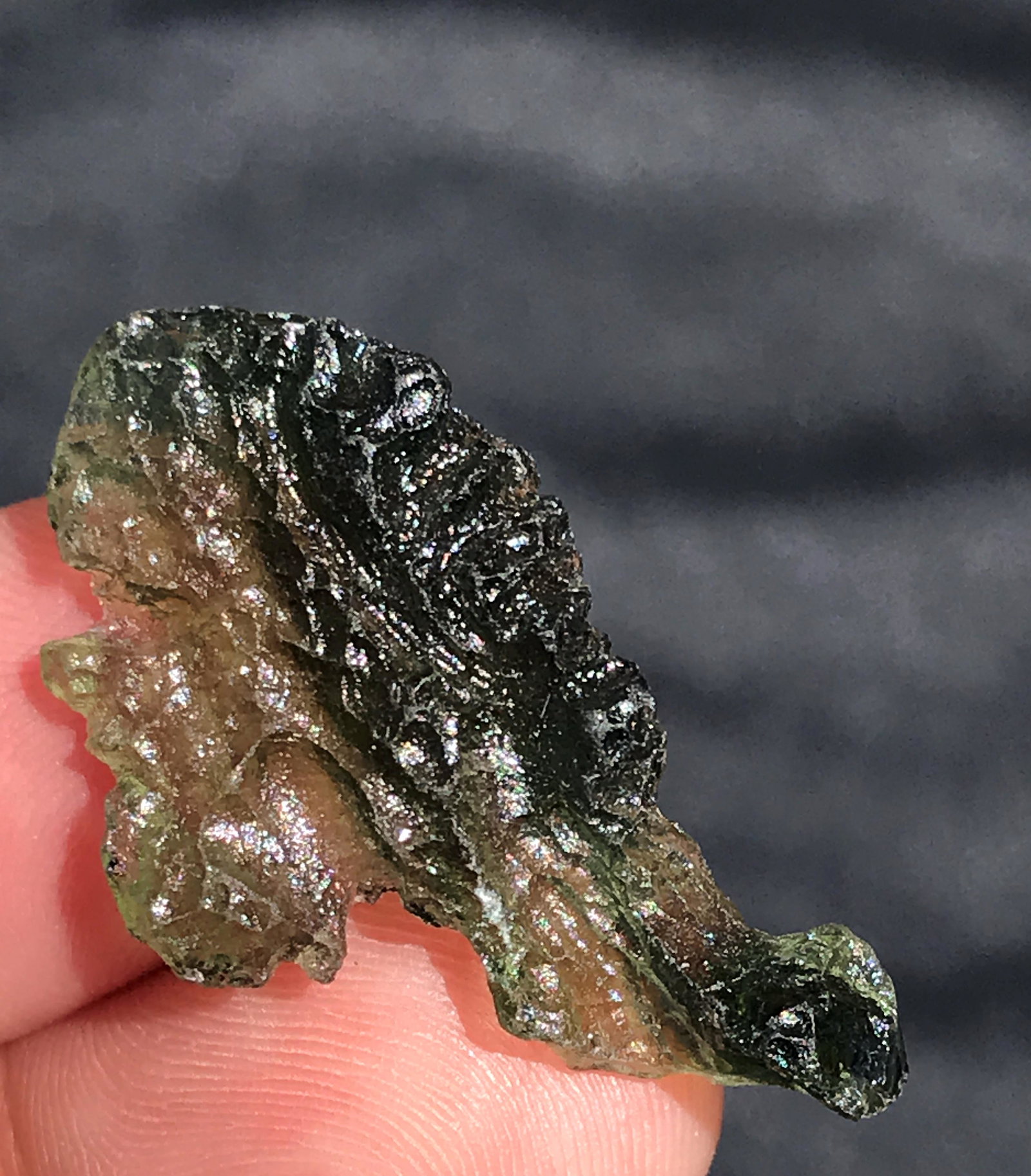 Moldavite, Rock, Crystal, Natural, Collectible,: 2.58 gram moldavite crystal. (Meteor-impact glass) Moldau river, Czech Republic