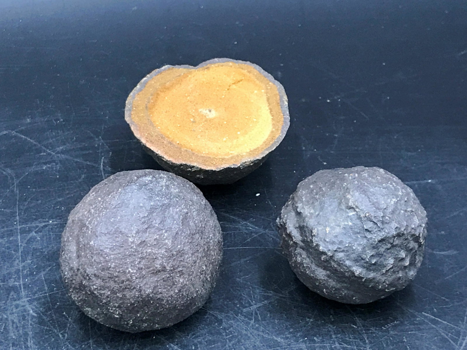 Moqui, Iron, Rock, Collectible, Mineral, Specimen: Moqui marbles, 2 whole, 1 half. Utah