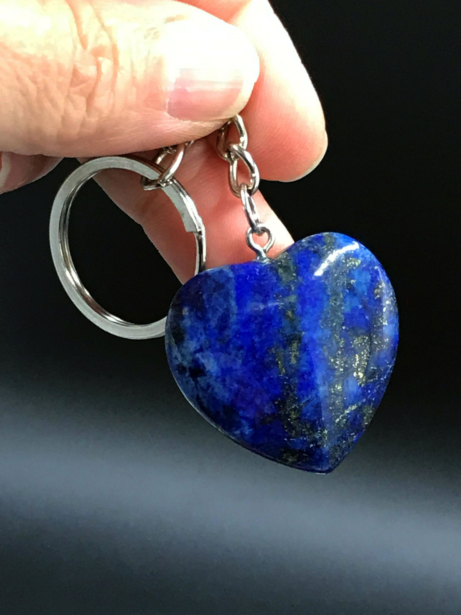 Lapis, Rock, Natural, Collectible, Carving, Heart,: Lapis lazuli heart keychain