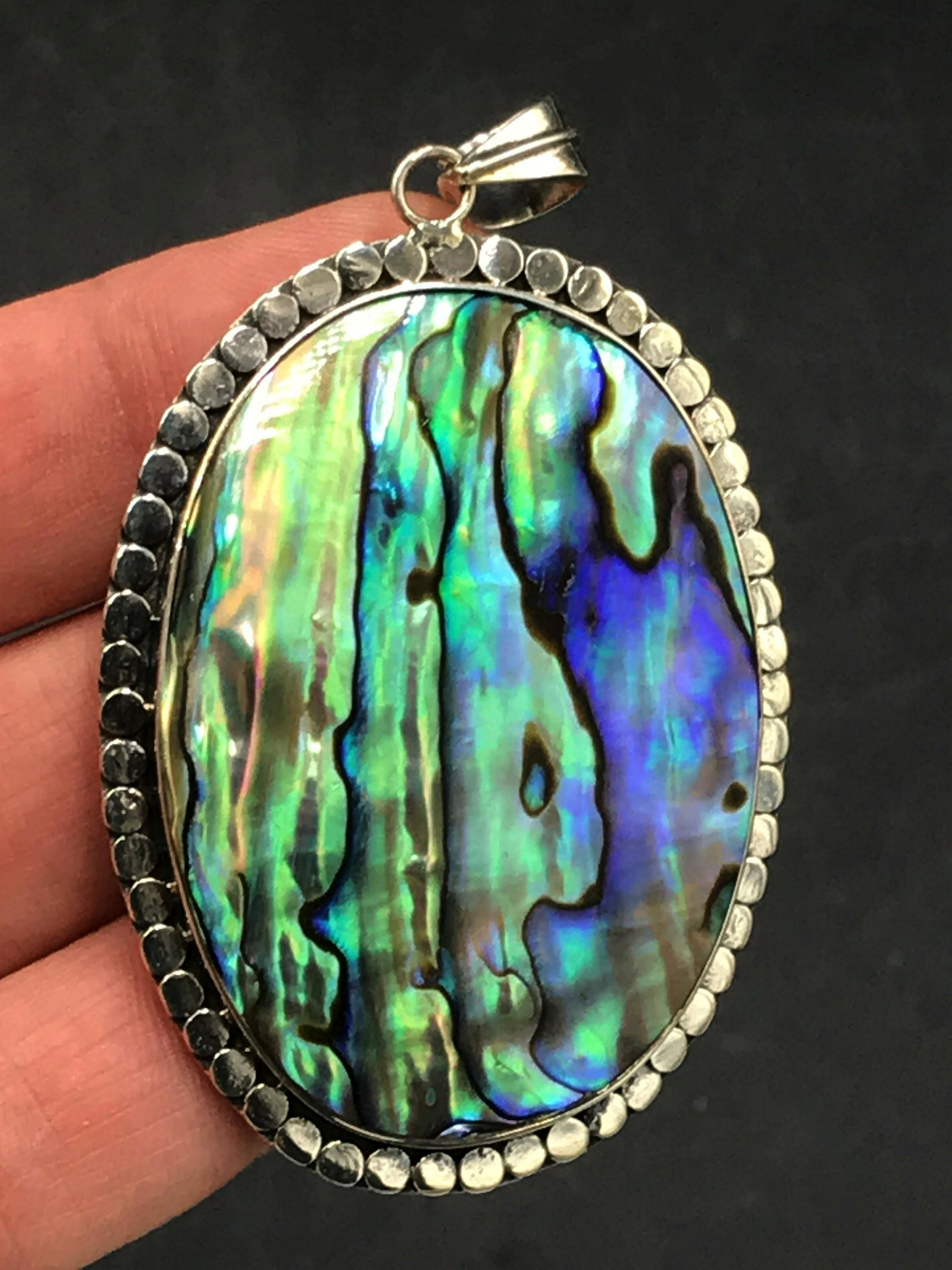 Abalone, Seashell, Natural, Jewelry, Sterling: Abalone in sterling silver pendant