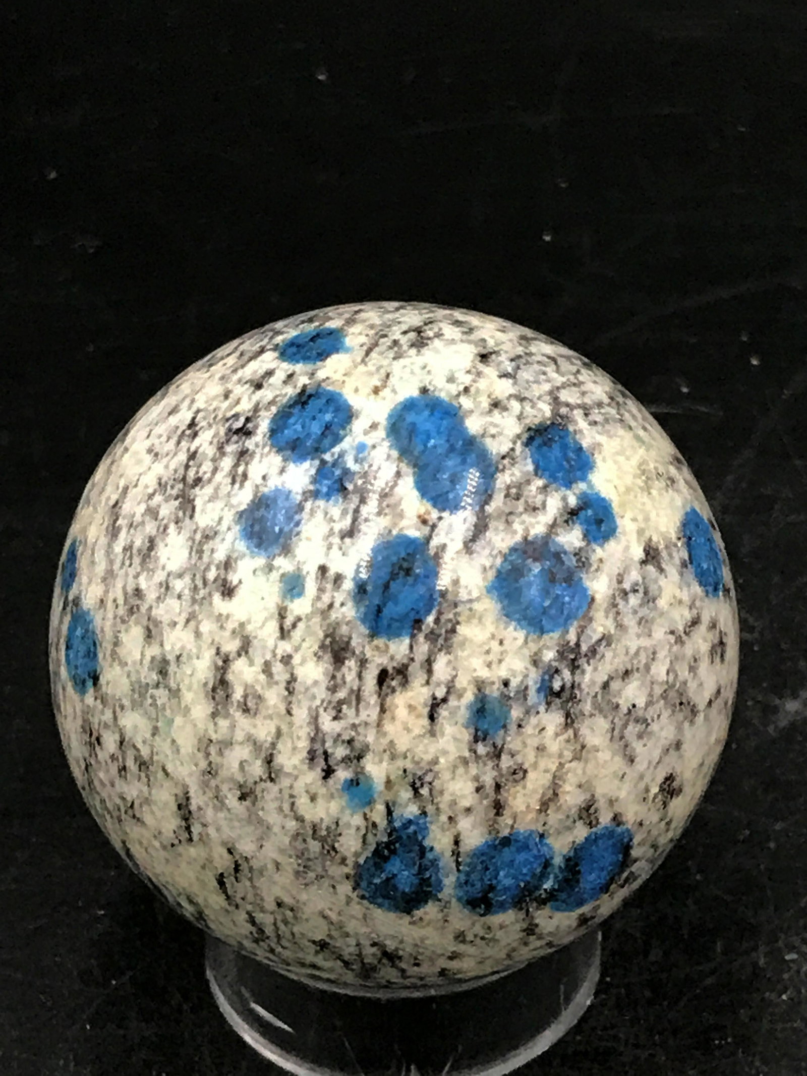 K2, Azurite, Rock, Decor, Collectible, Carving, Sphere: K2 (azurite on granite) sphere. Pakistan