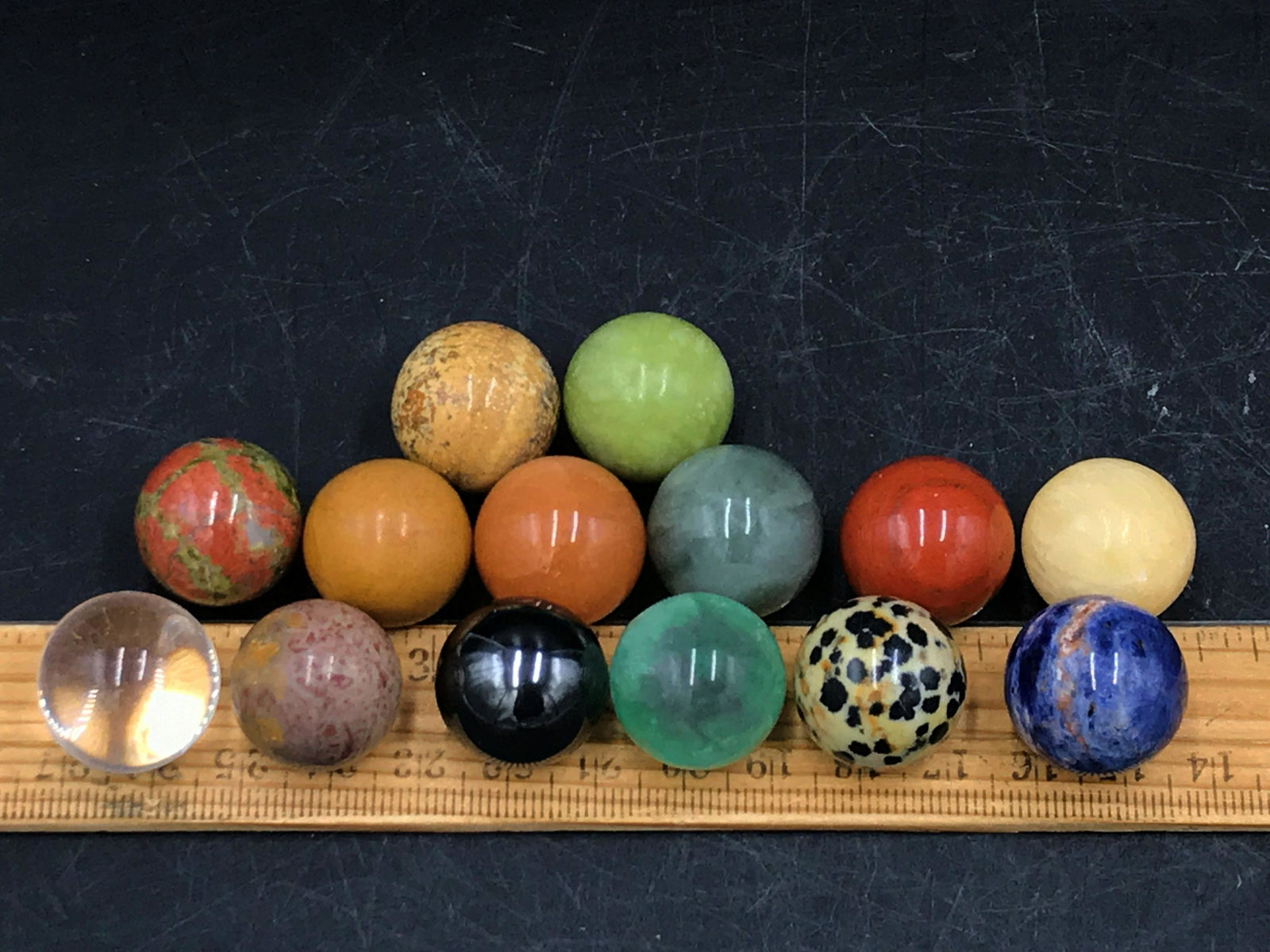 Stone, Natural, Collectible, Toy, Marble: Set of 14 natural stone marbles