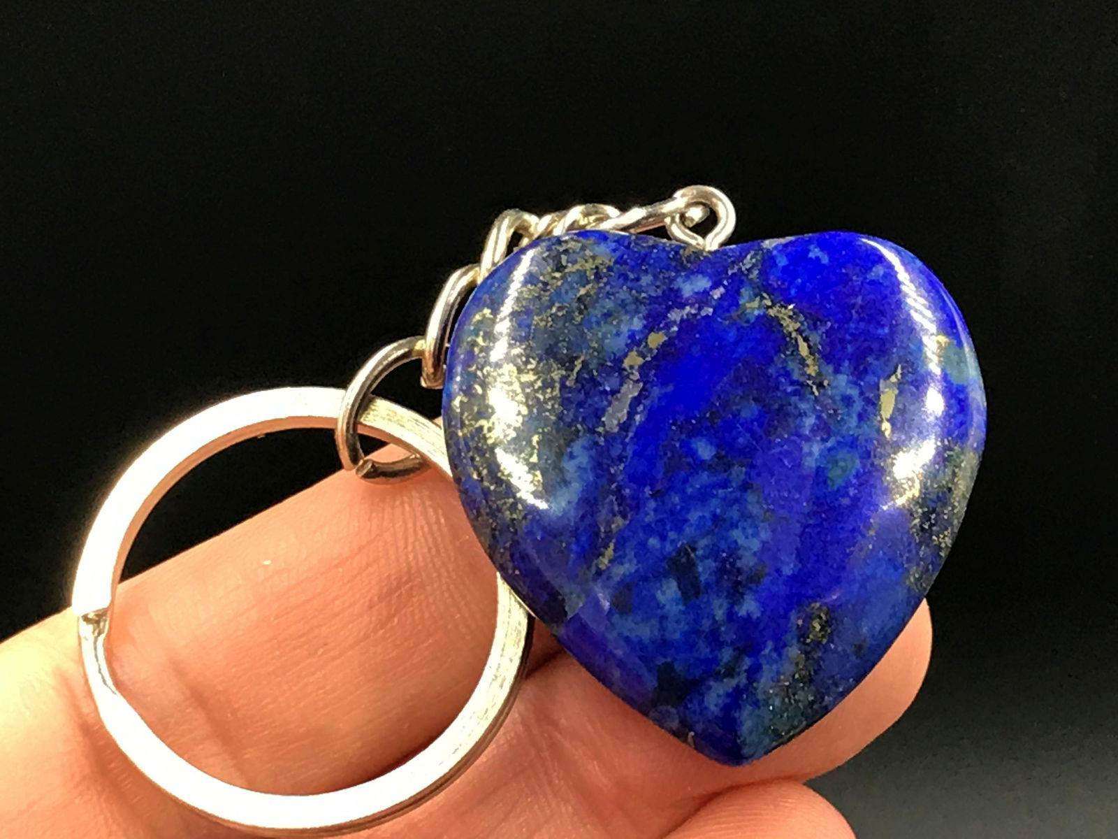 Lapis, Rock, Natural, Collectible, Carving, Heart: Lapis lazuli heart on keychain