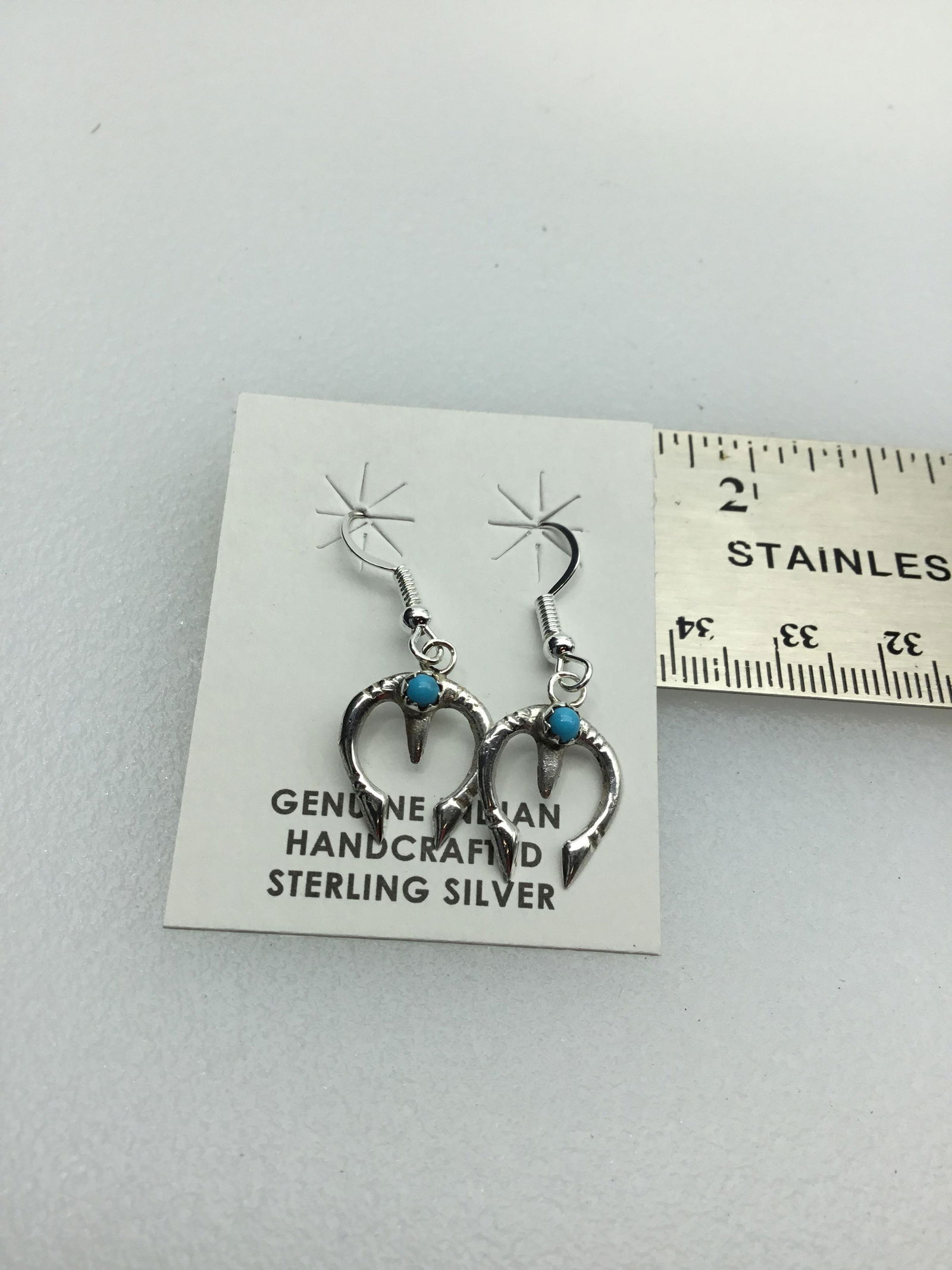 Zuni handmade silver earrings with turquoise (1 of 2)