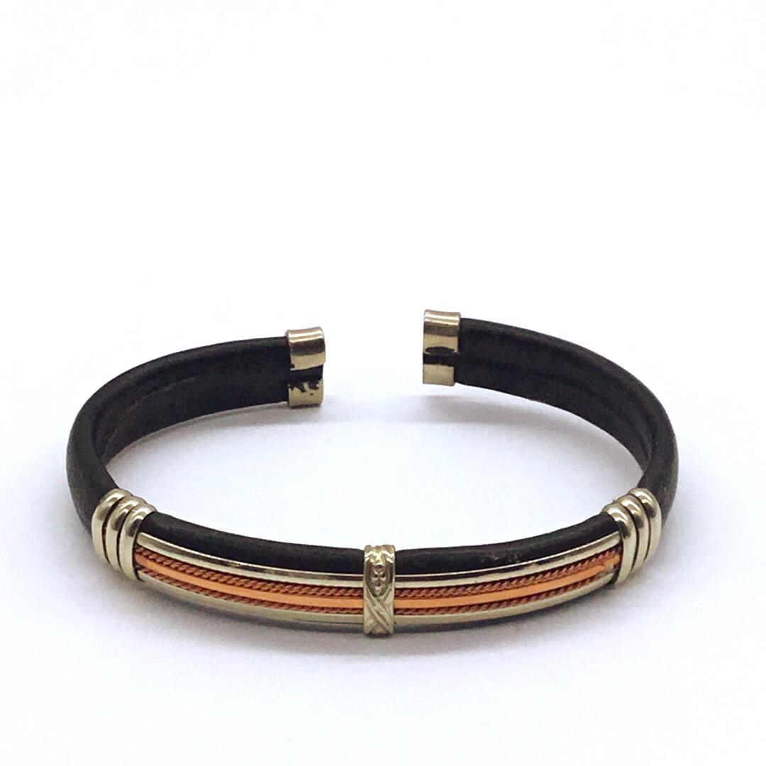 Leather with braided copper and brass cuff (1 of 3)