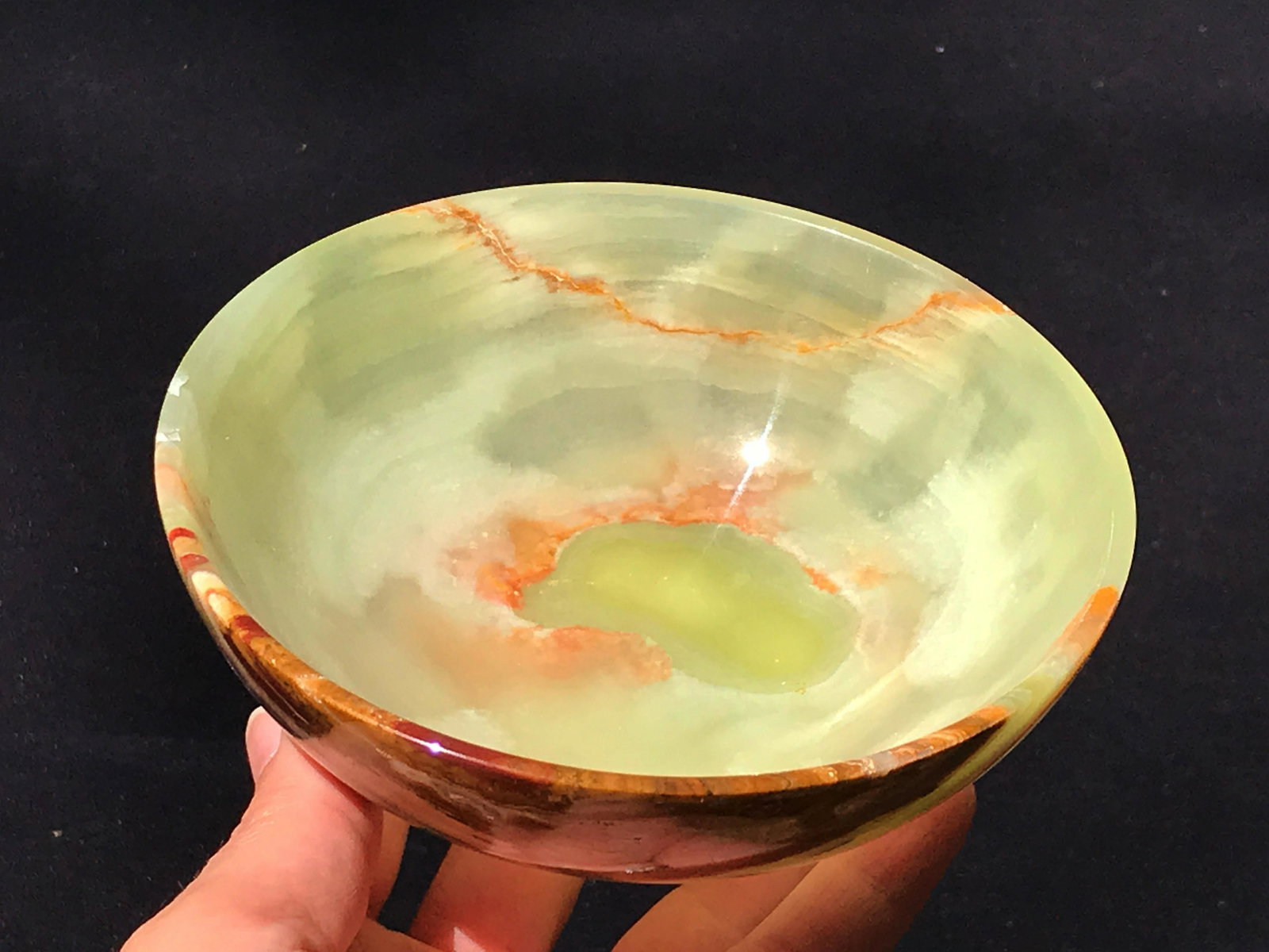 Rock, Crystal, Natural, Decor, Collectible,: 5" onyx (banded calcite) bowl. Pakistan