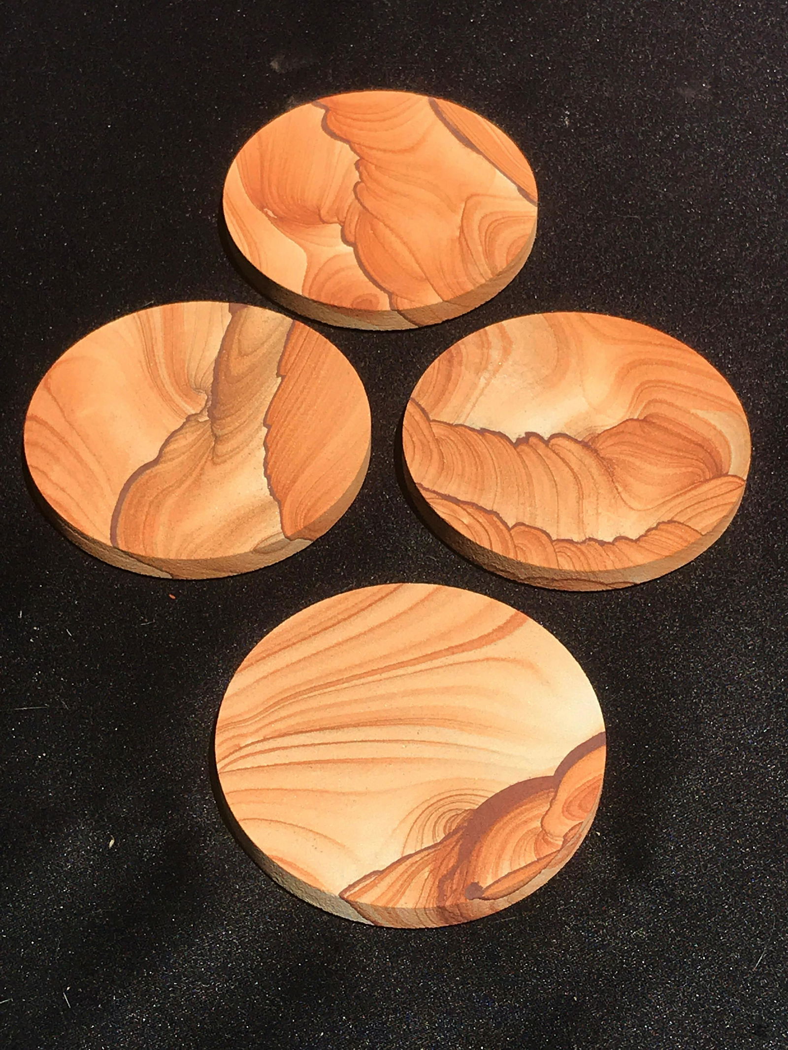 Rock, Crystal, Natural, Decor, Collectible, Sandstone: Set of 4, Picture sandstone drink coasters. Utah