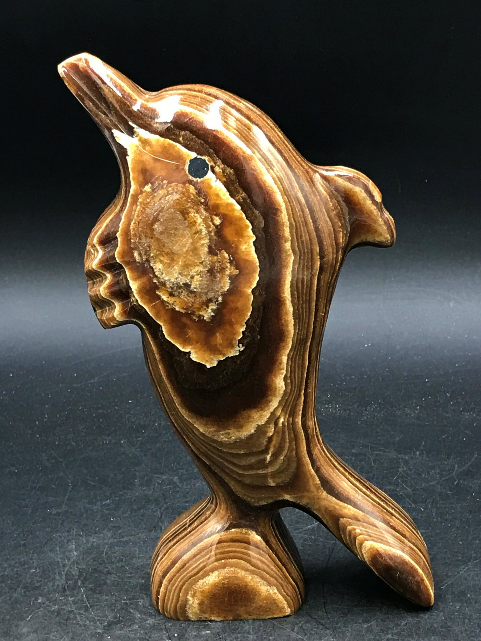 Aragonite, Rock, Crystal, Natural, Decor, Collectible,: Banded aragonite dolphin. Morocco
