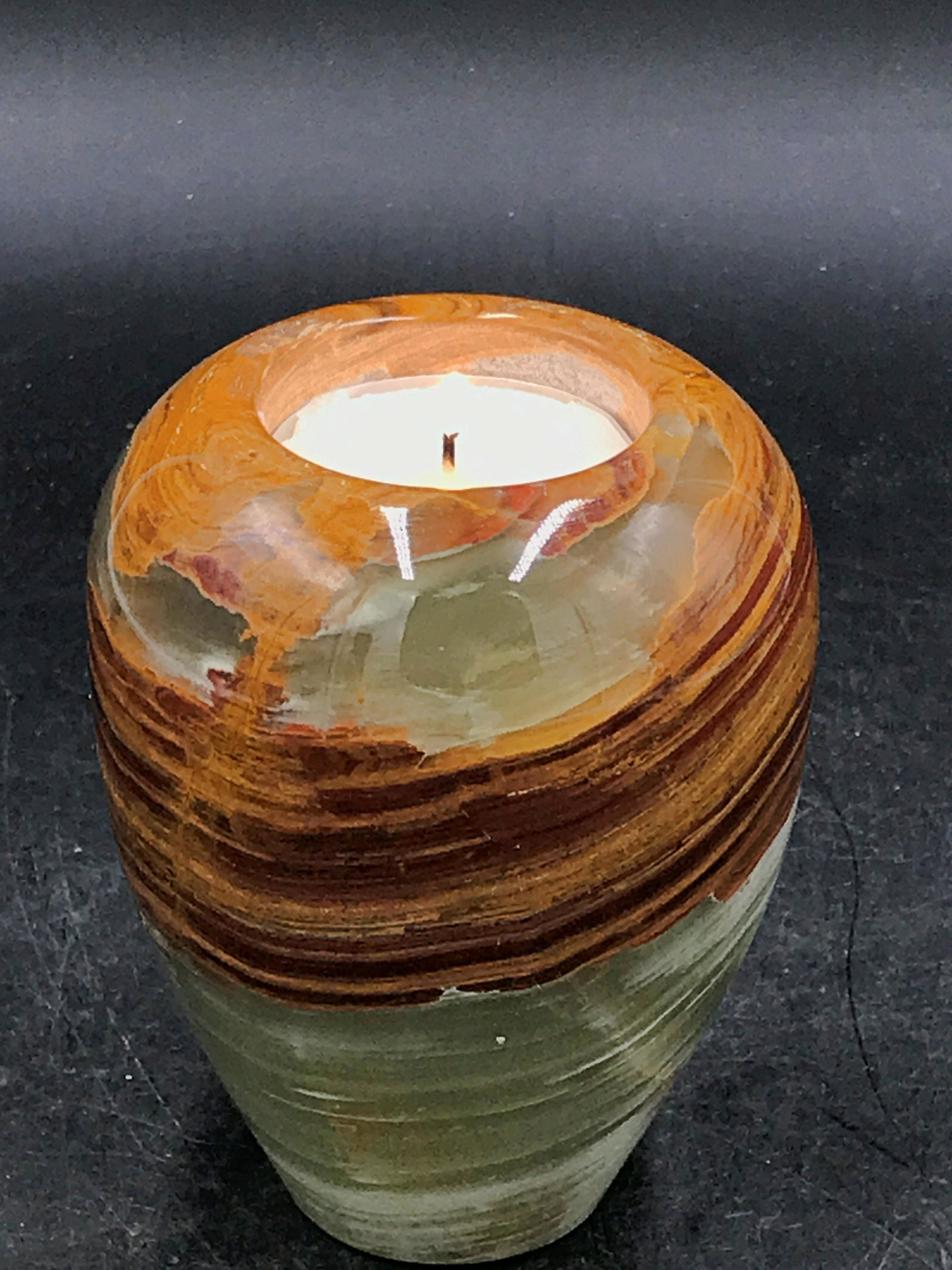 Onyx, Rock, Crystal, Natural, Decor, Collectible,: Onyx (banded calcite) candle holder. Pakistan 1lb 14oz