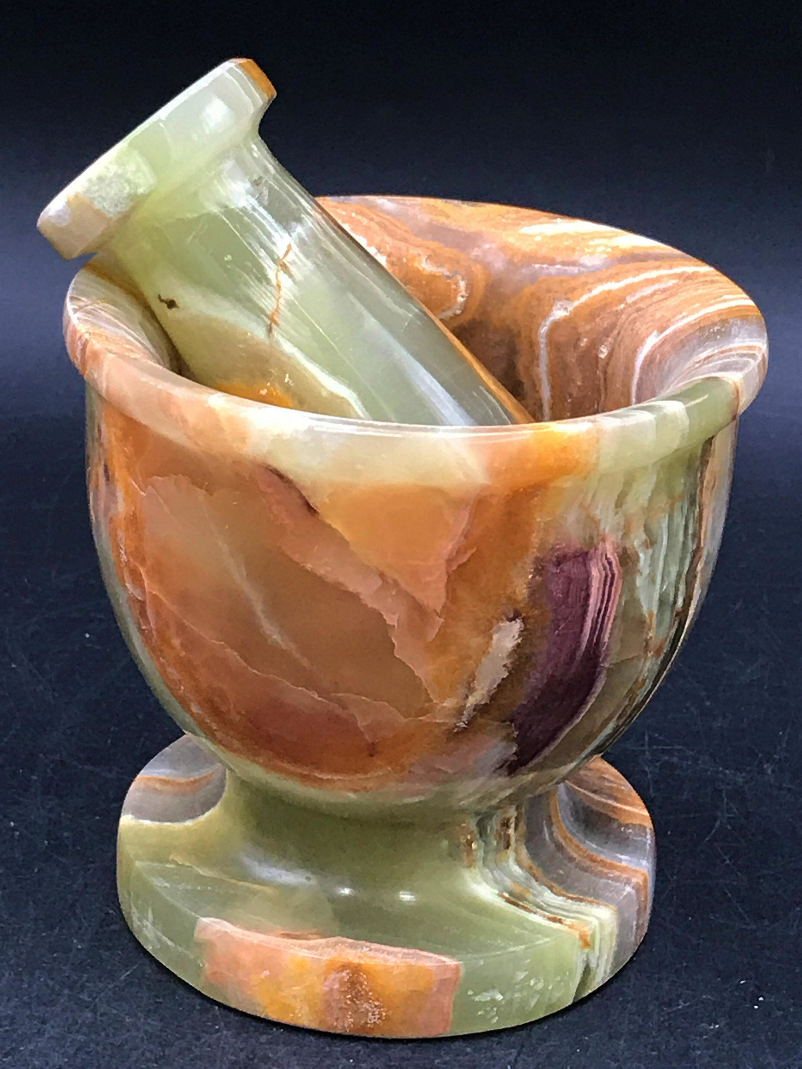 Rock, Crystal, Natural, Decor, Collectible, Mortar: Onyx (banded calcite) mortar and pestle. Pakistan