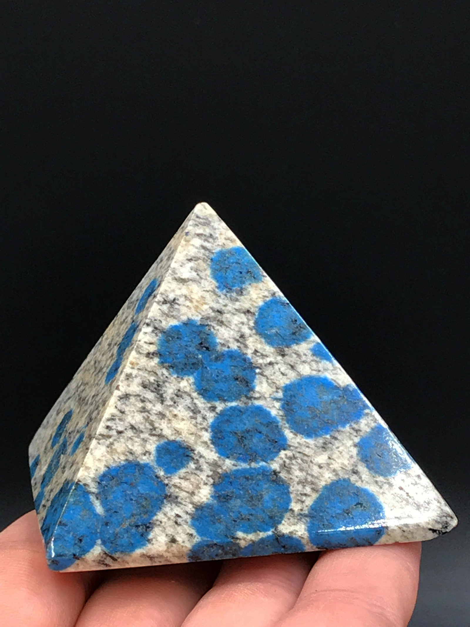Rock, Crystal, Natural, Collectible, Carving, Pyramid: K2 (azurite/granite) pyramid. Pakistan