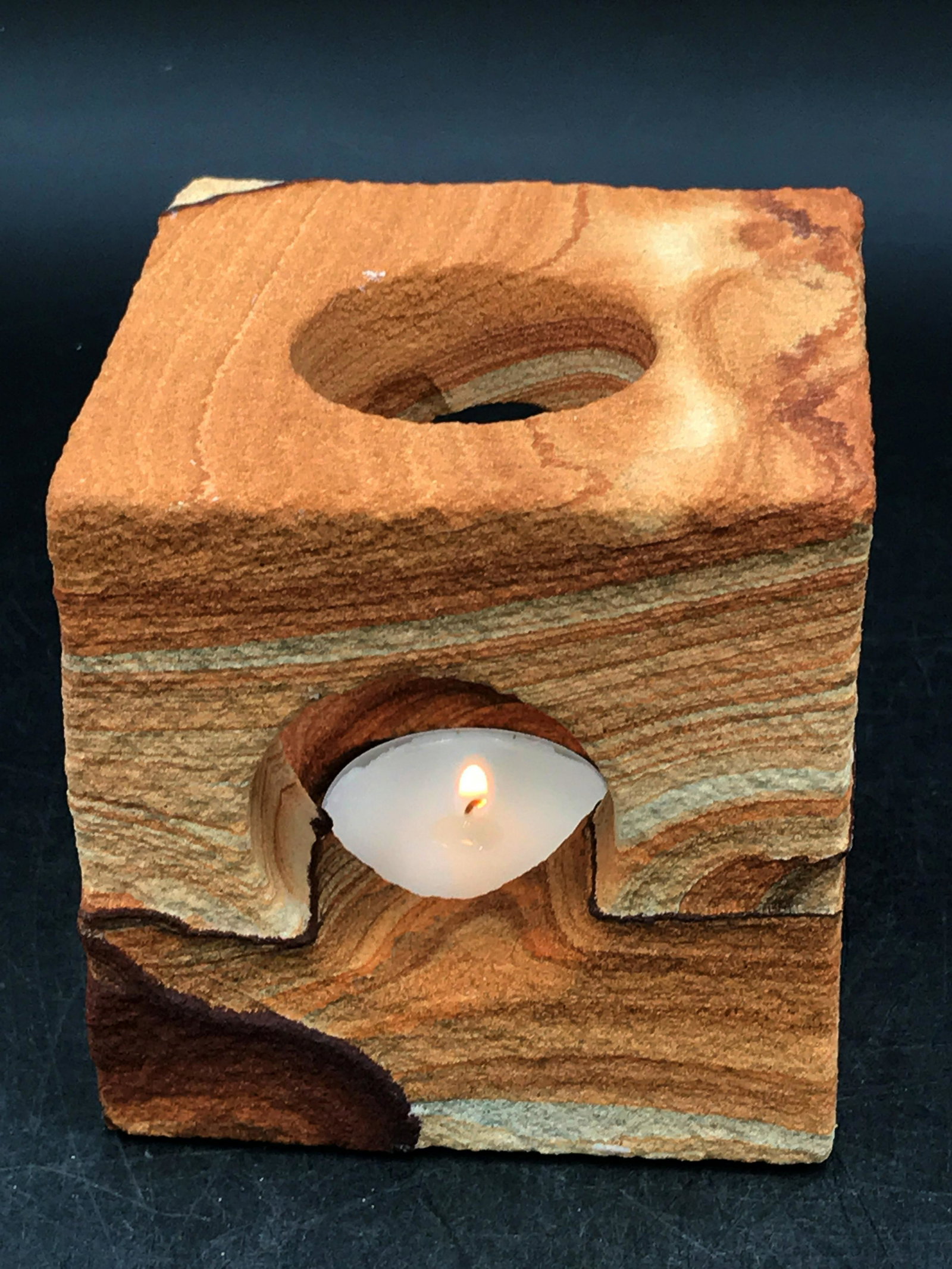 Sandstone, Rock, Crystal, Natural, Decor, Collectible,: Candle holder: picture sandstone variety, Sierra stone