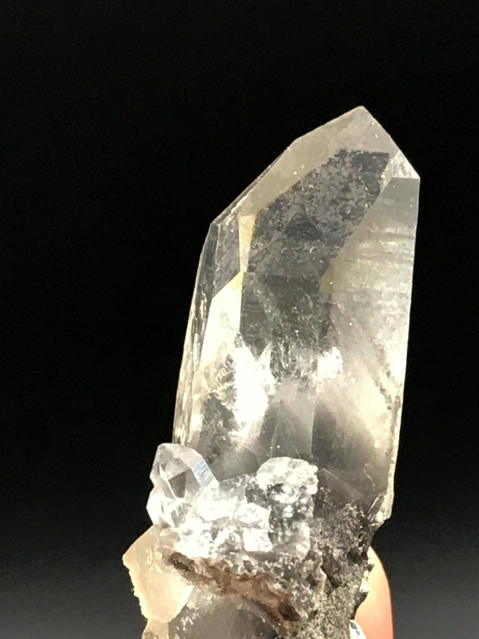 Quartz, Rock, Crystal, Natural, Collectible, Mineral,: Black phantom quartz crystal (manganeese inclusion). Old Robbins Mine, Arkansas