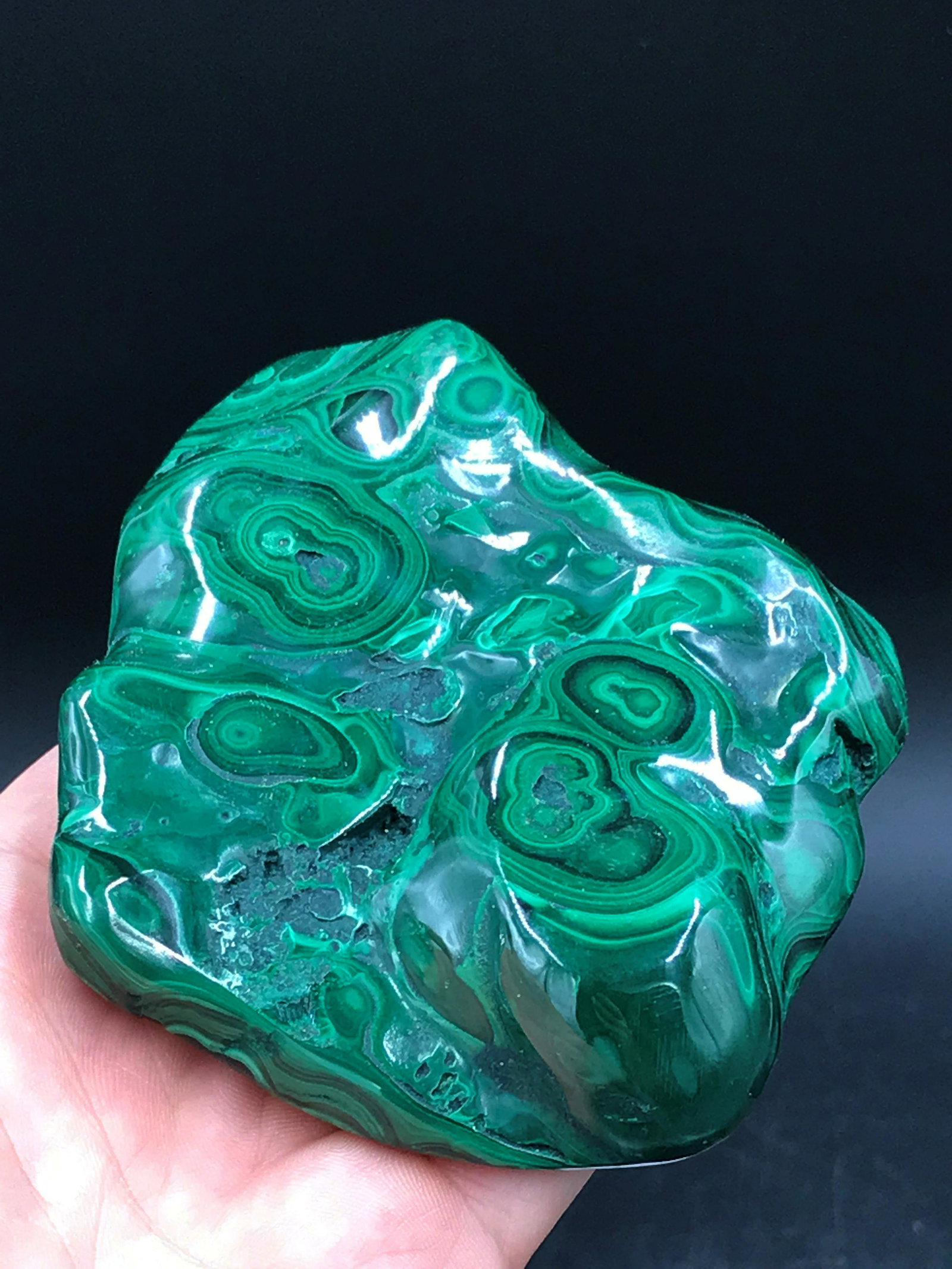 Malachite, Rock, Crystal, Natural, Decor, Collectible,: Polished malachite freeform. Republic of Congo 1lb
