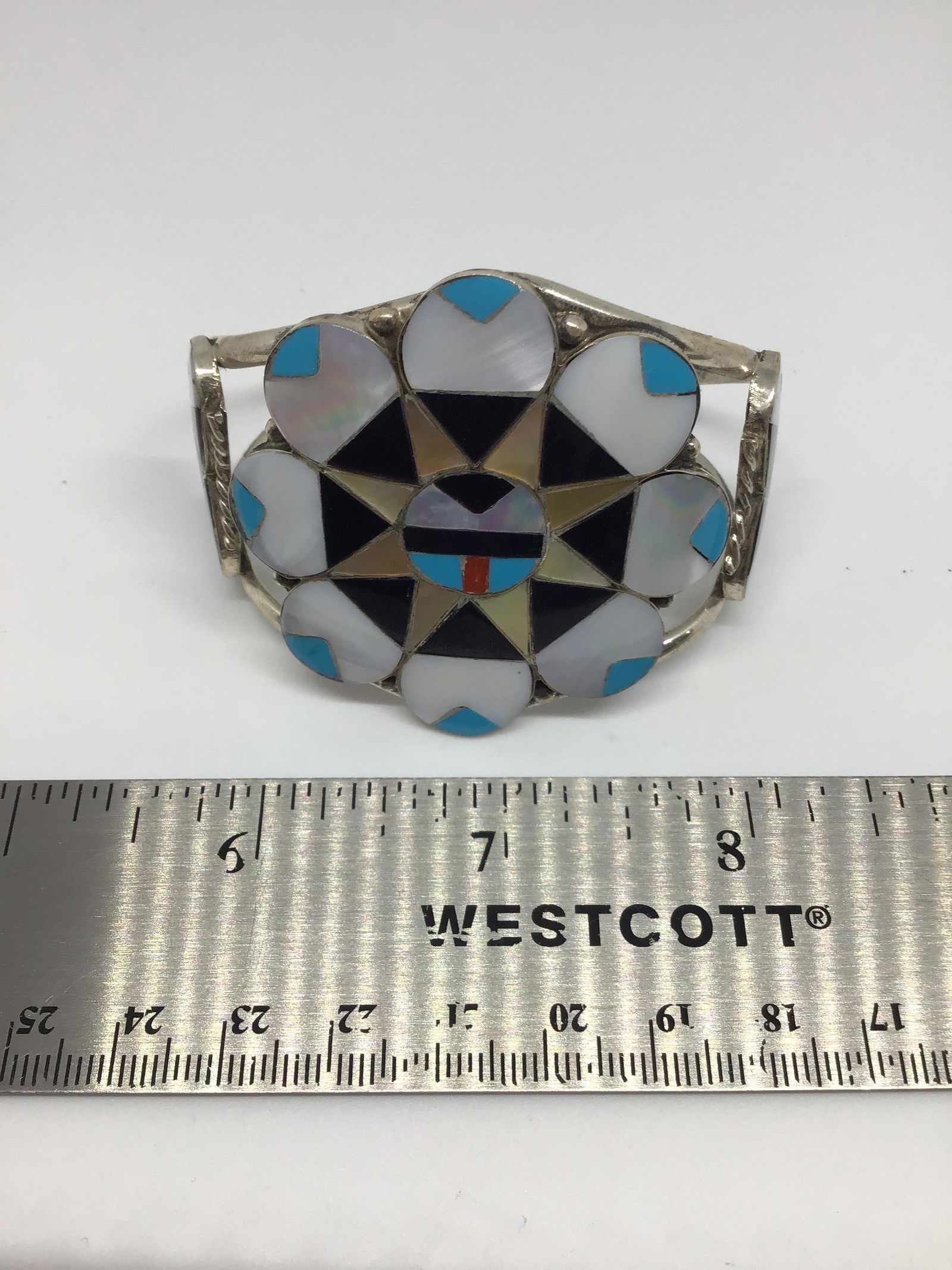 Zuni Sunface Sterling Silver Wrist Cuff (1 of 4)
