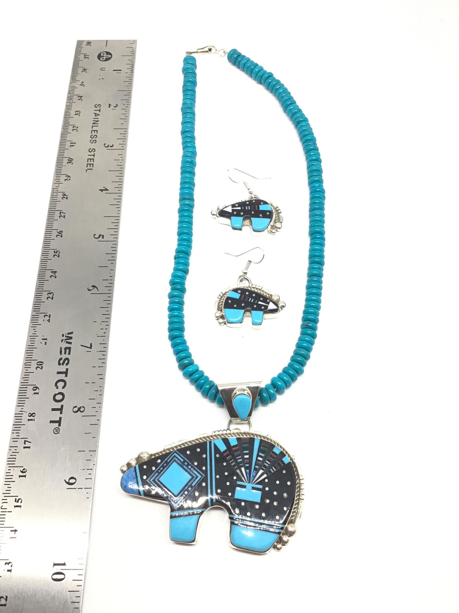 Sterling Silver & turquoise bear set (1 of 3)