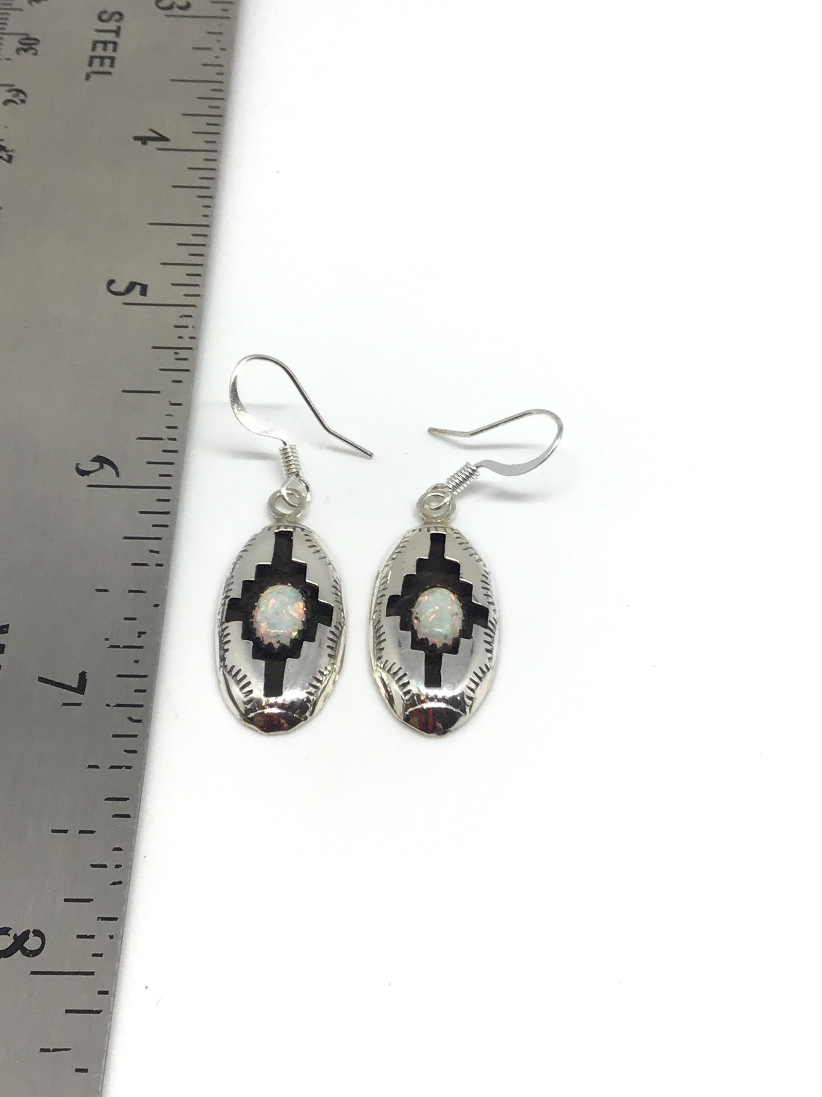 Sterling Silver & Opal earrings: Navajo handmade by Felix Perry