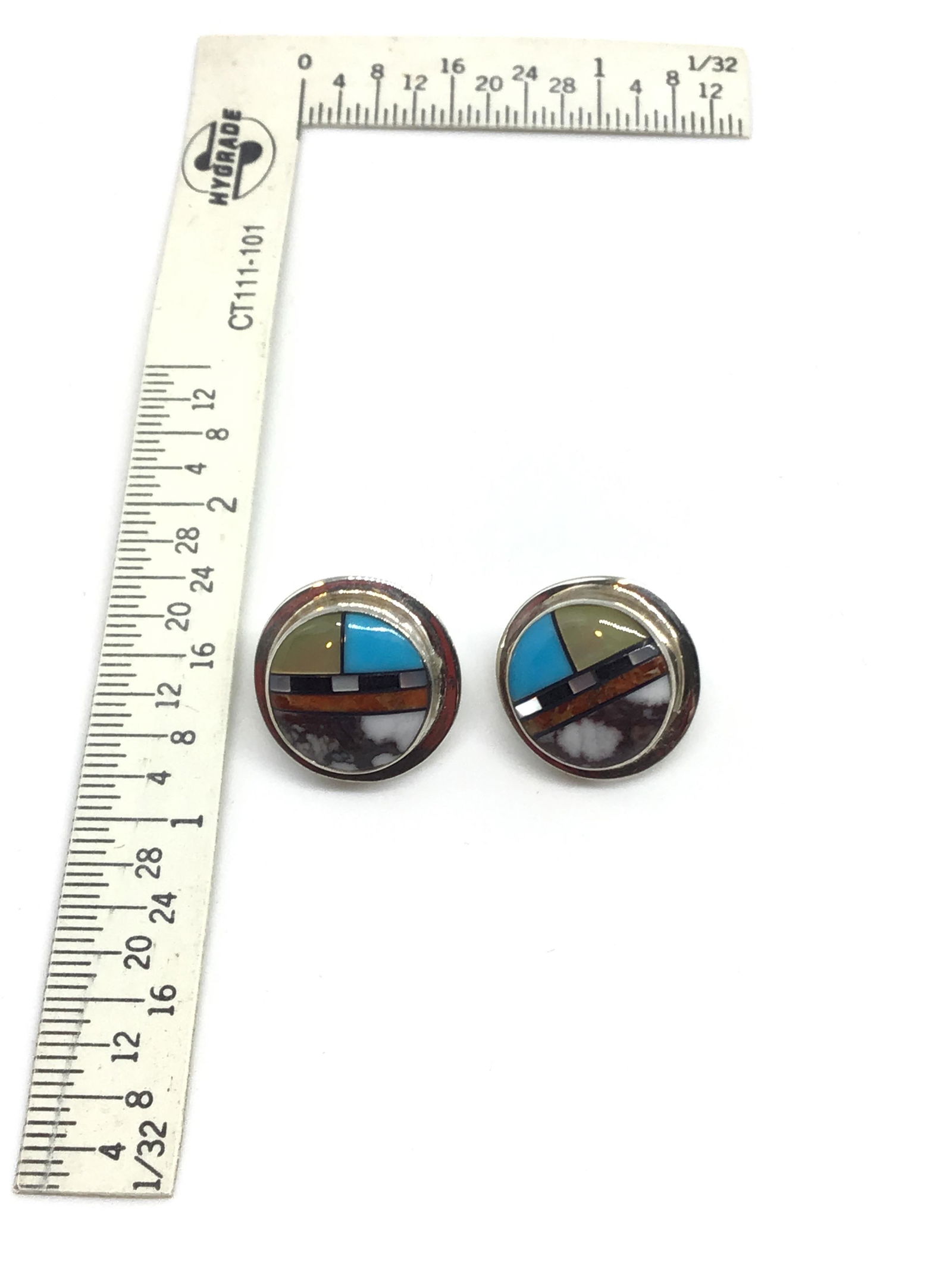 Multi-stone Inlay & Sterling Silver Earrings (1 of 2)