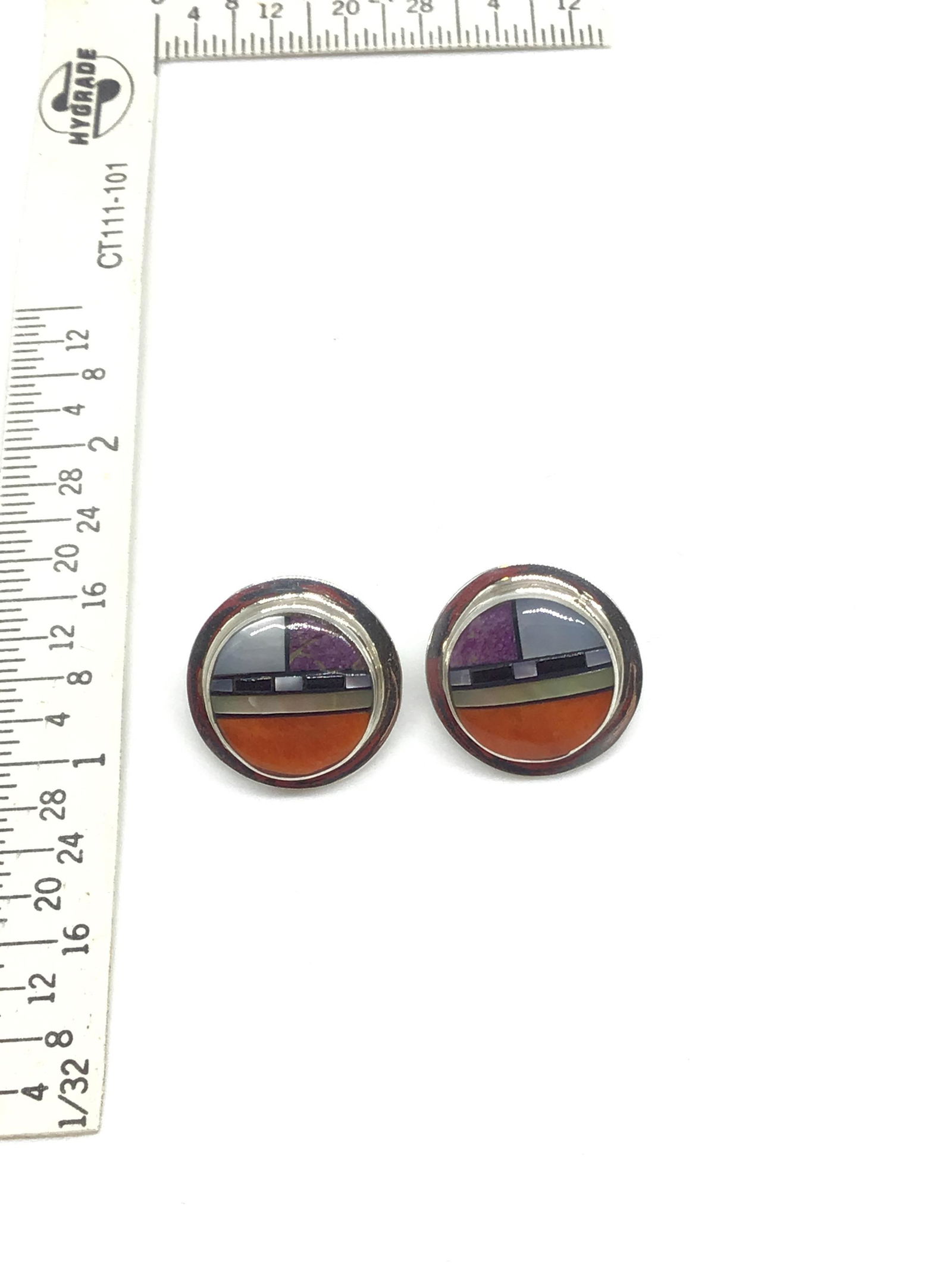 Multi-stone Inlay & Sterling Silver Earrings (1 of 2)