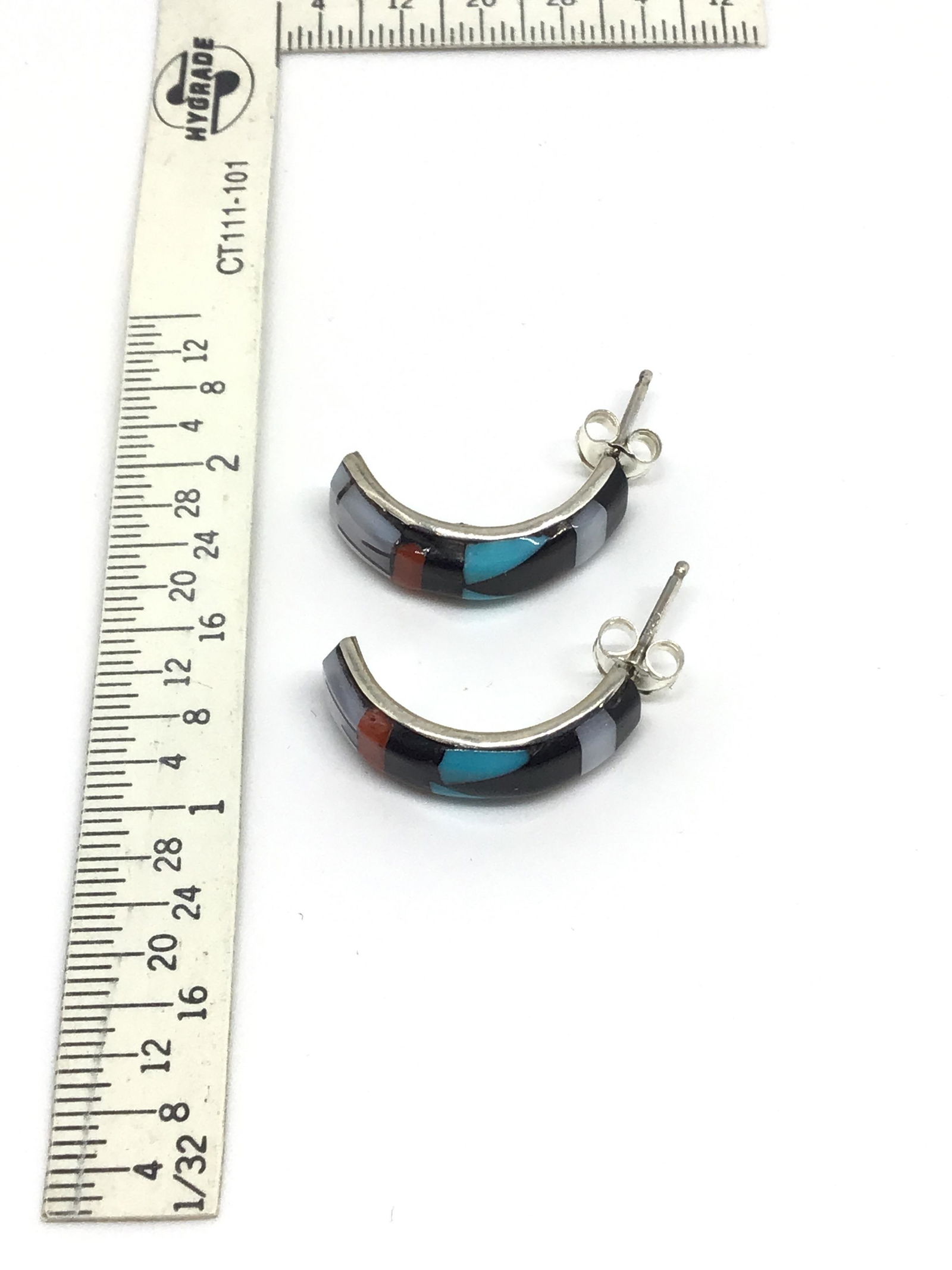 Multi-stone Inlay & Sterling Silver Earrings (1 of 2)