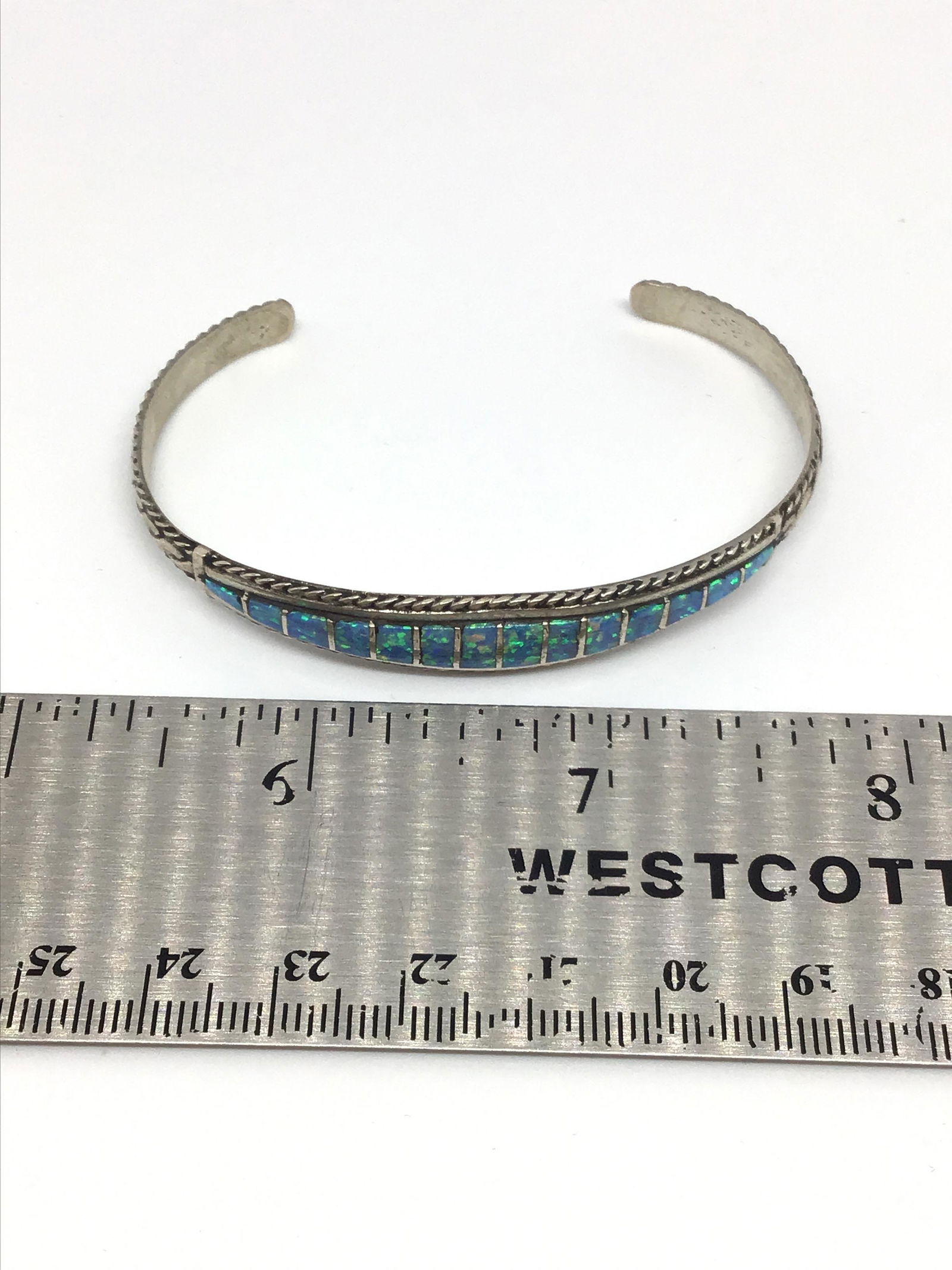 Opal Inlay & Sterling Silver Bangle (1 of 2)