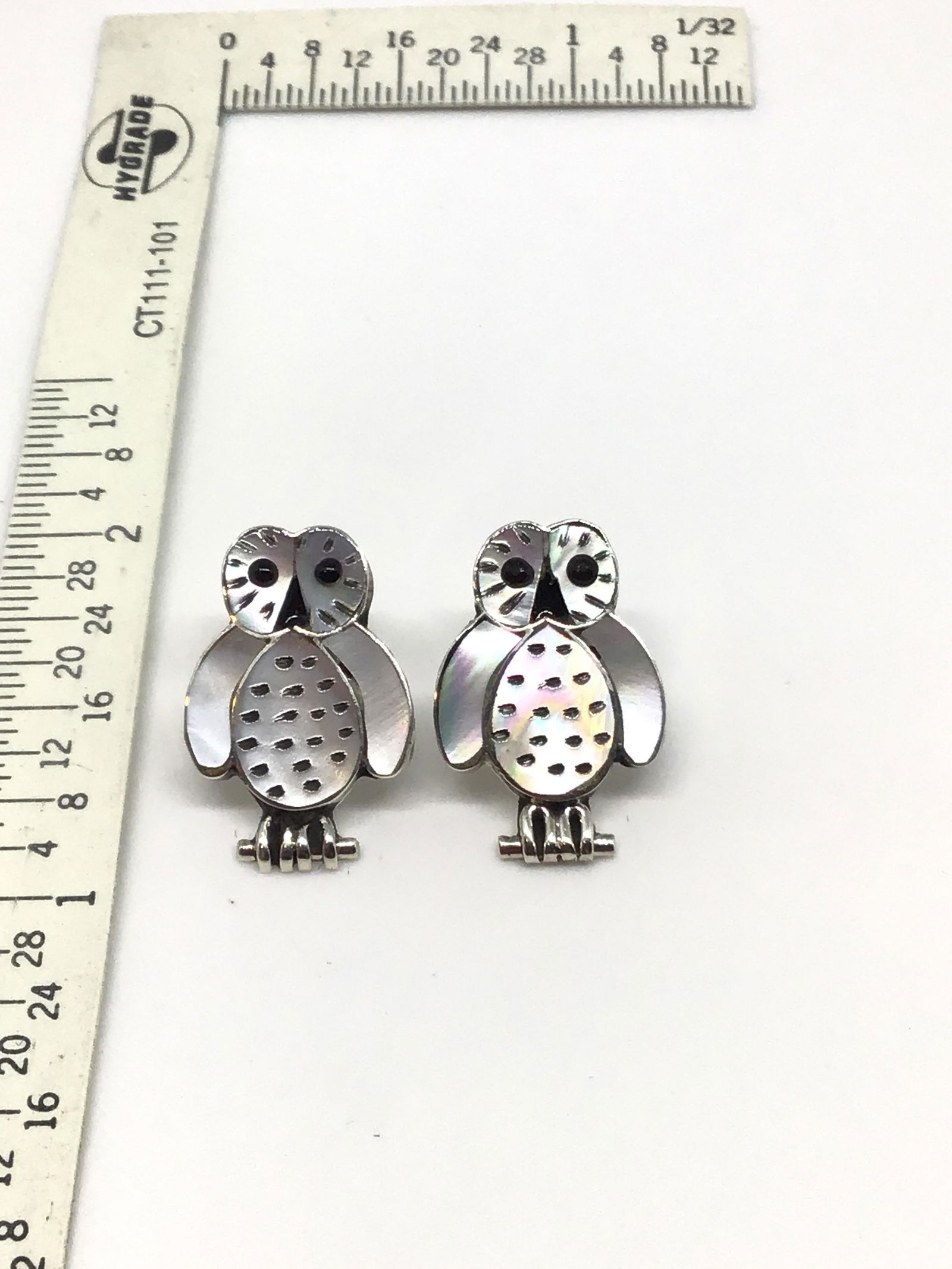 Multi-stone & Sterling Silver Owl Earrings (1 of 2)