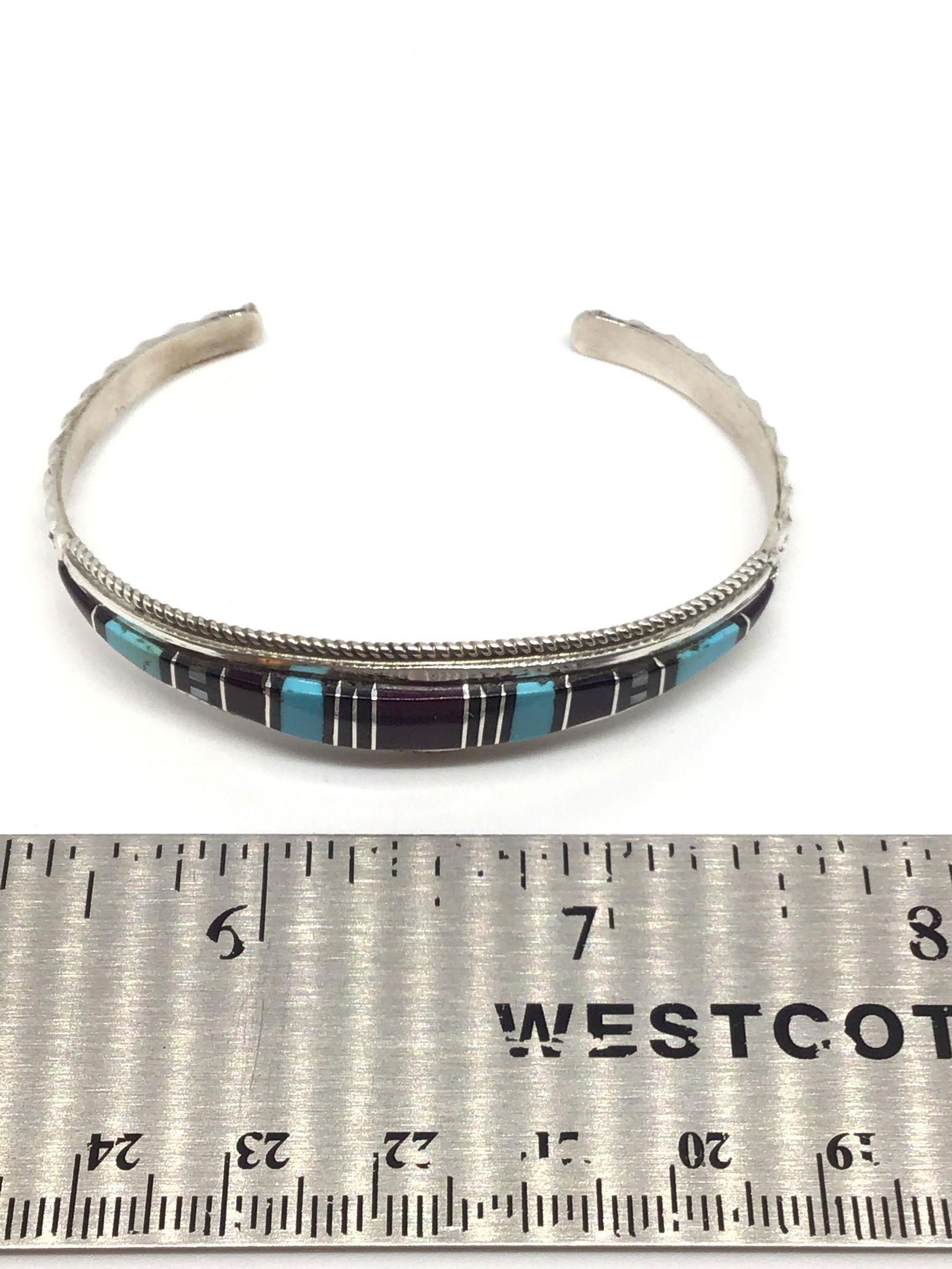Turquoise, Onyx & Sterling Silver Bangle (1 of 2)
