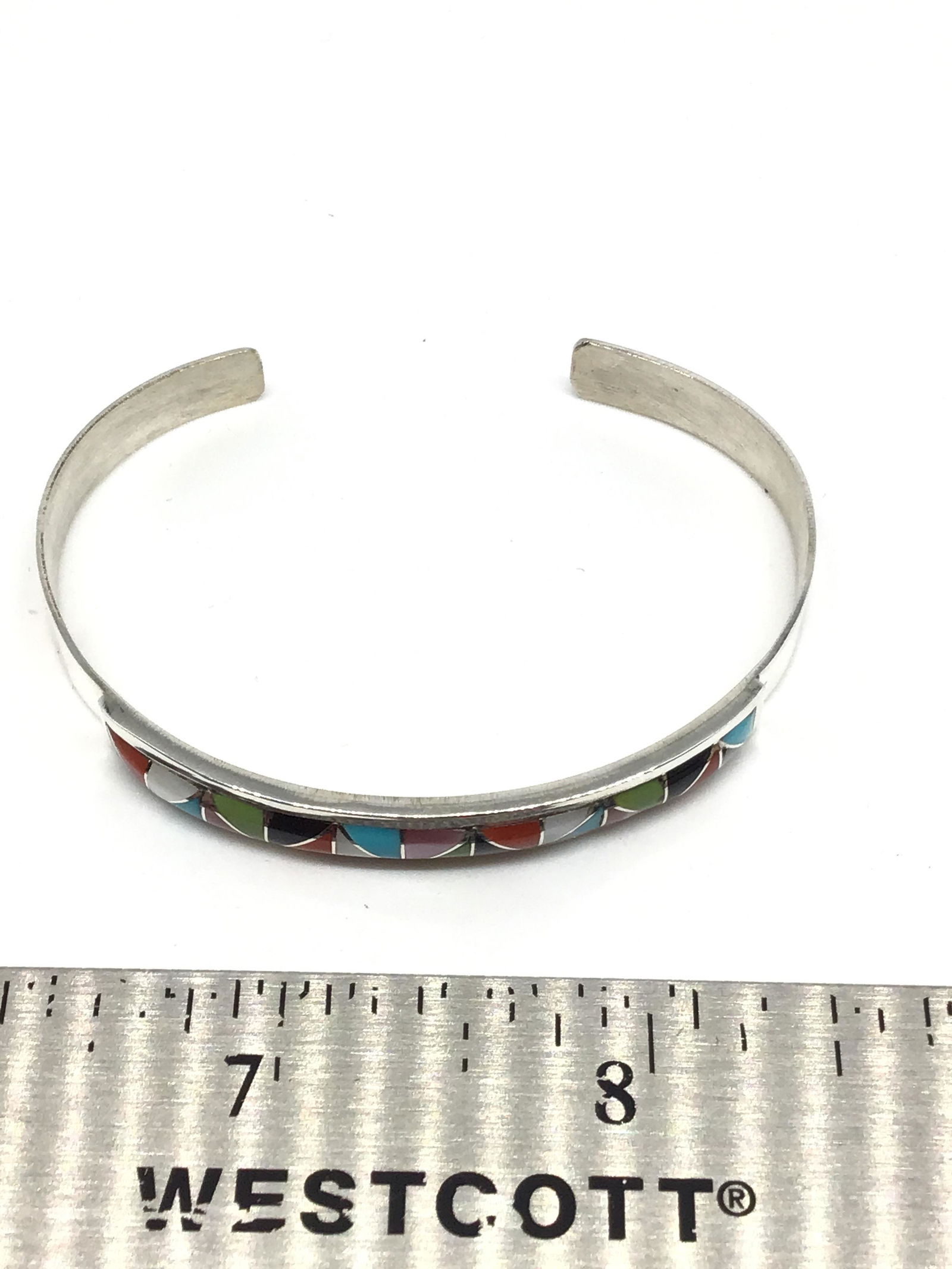 Multi-stone & Sterling Silver Bangle (1 of 2)