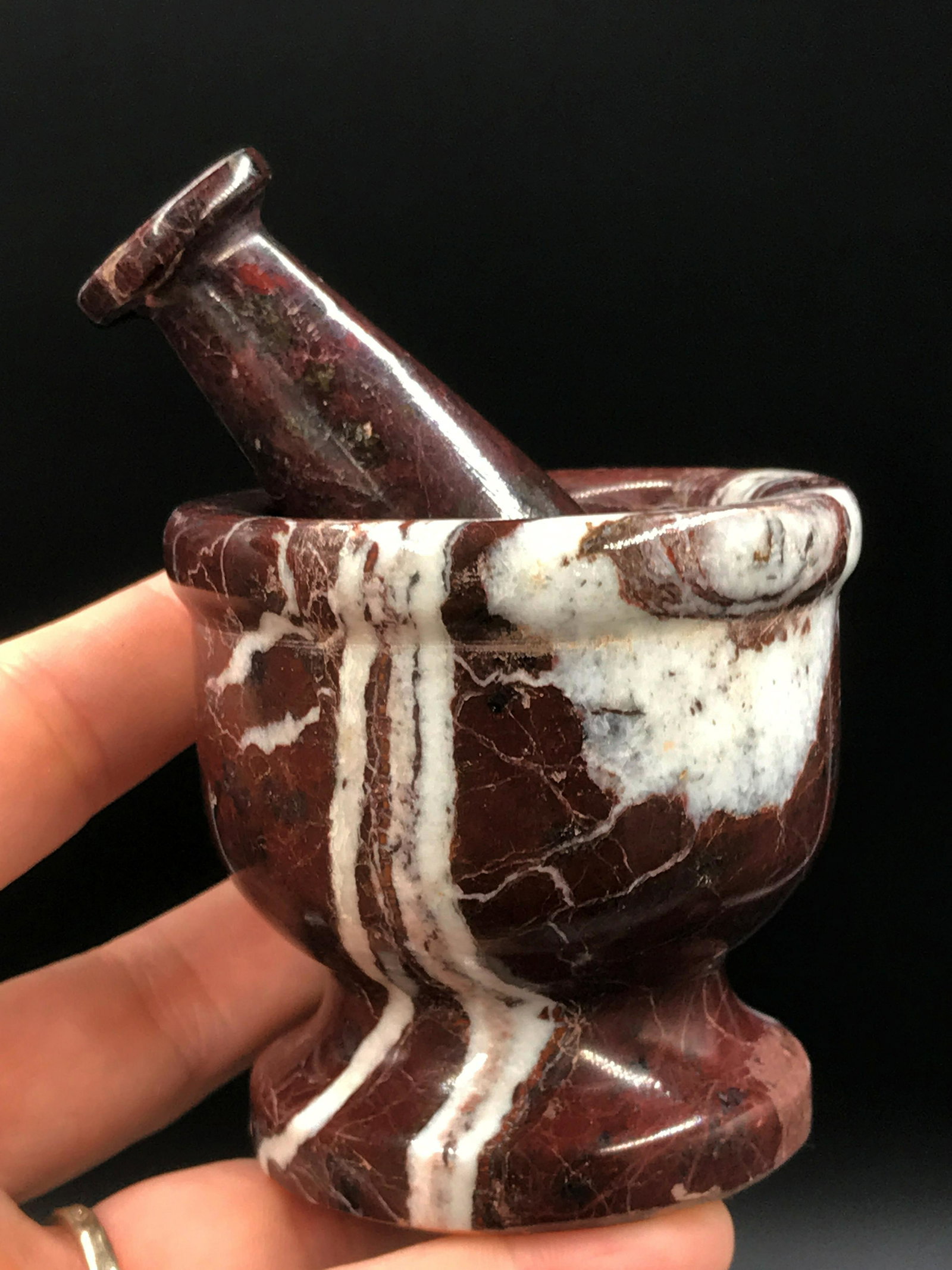 Rock, Crystal, Natural, Decor, Collectible,: Red marble mortar & pestle. Pakistan