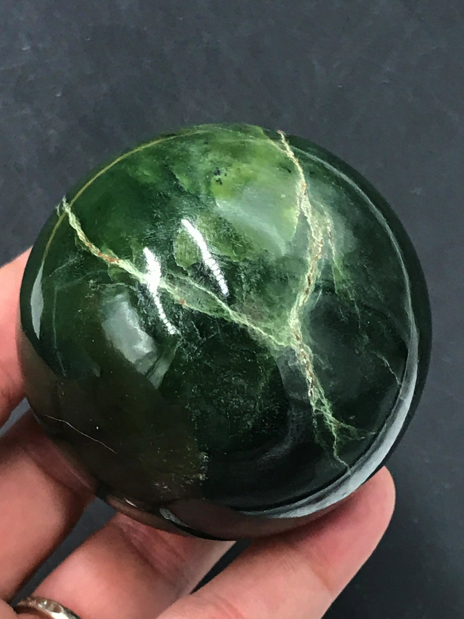 Rock, Crystal, Natural, Decor, Collectible, Carving,: 2" Nephrite jade sphere. Burma