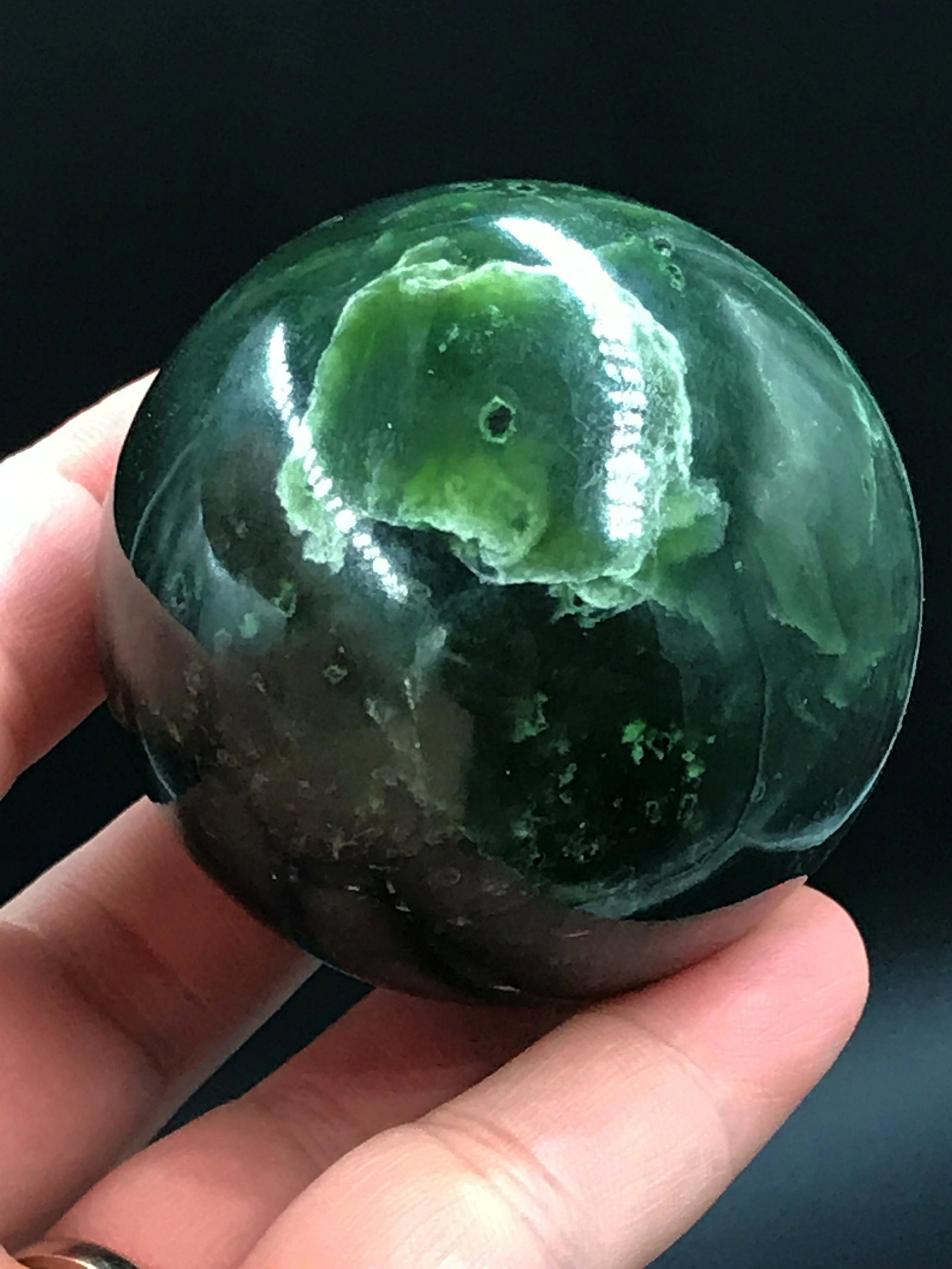 Rock, Crystal, Natural, Decor, Collectible, Carving,: 2" nephite jade sphere. Burma