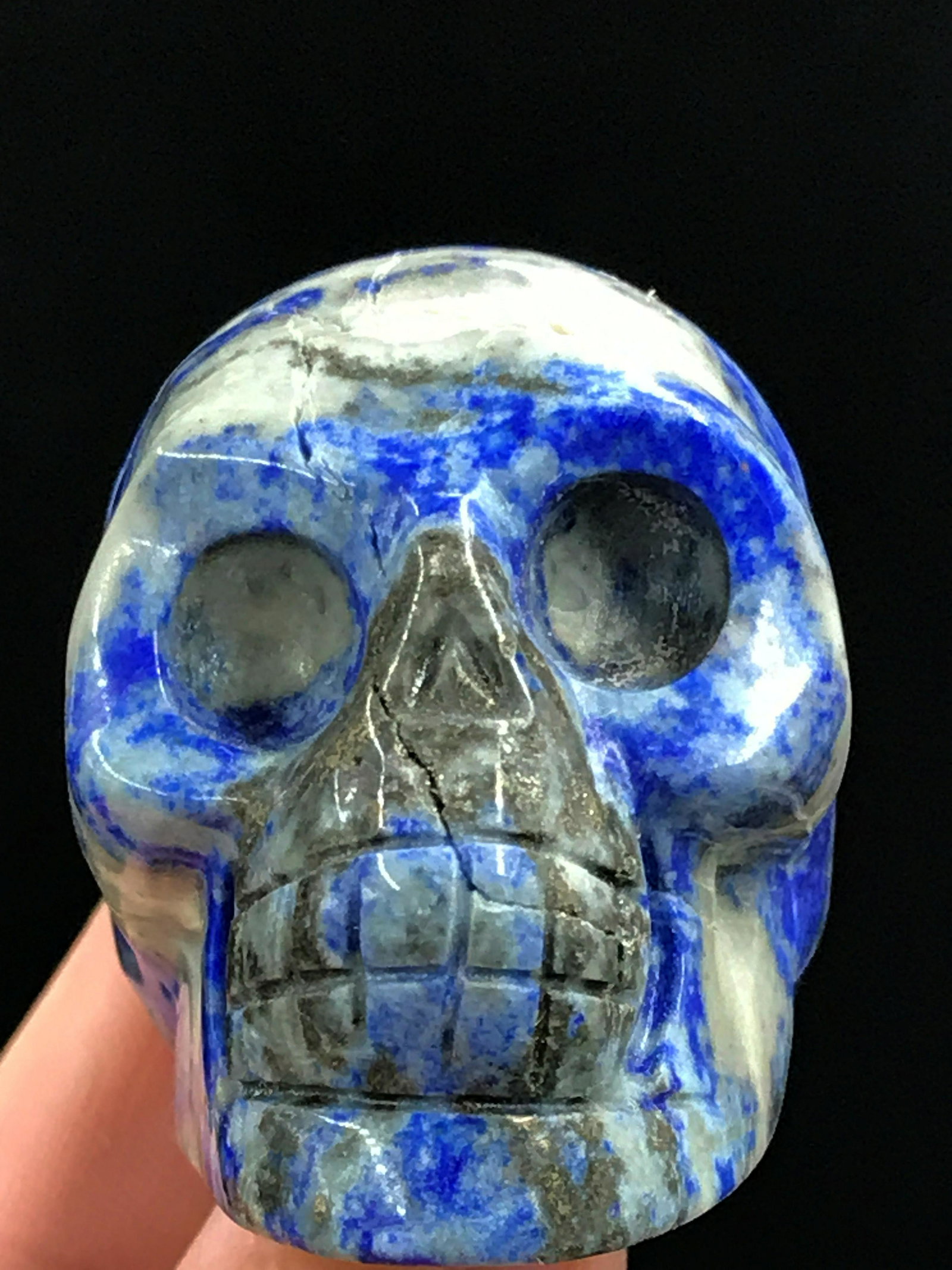 Quartz, Rock, Crystal, Natural, Collectible, Carving,: 2" Lapis lazuli skull