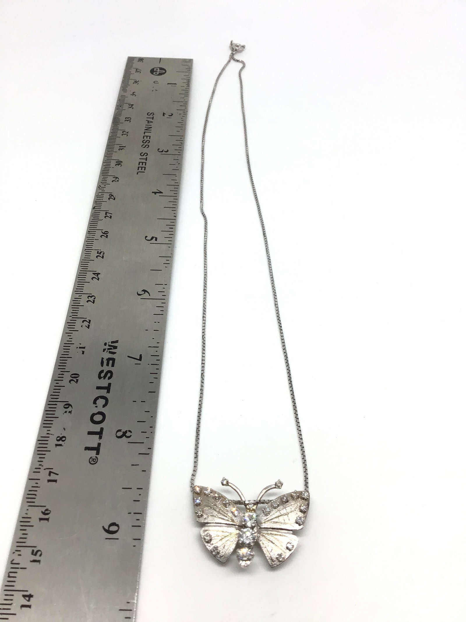 14kt White Gold Chain & Diamond Butterfly (1 of 3)