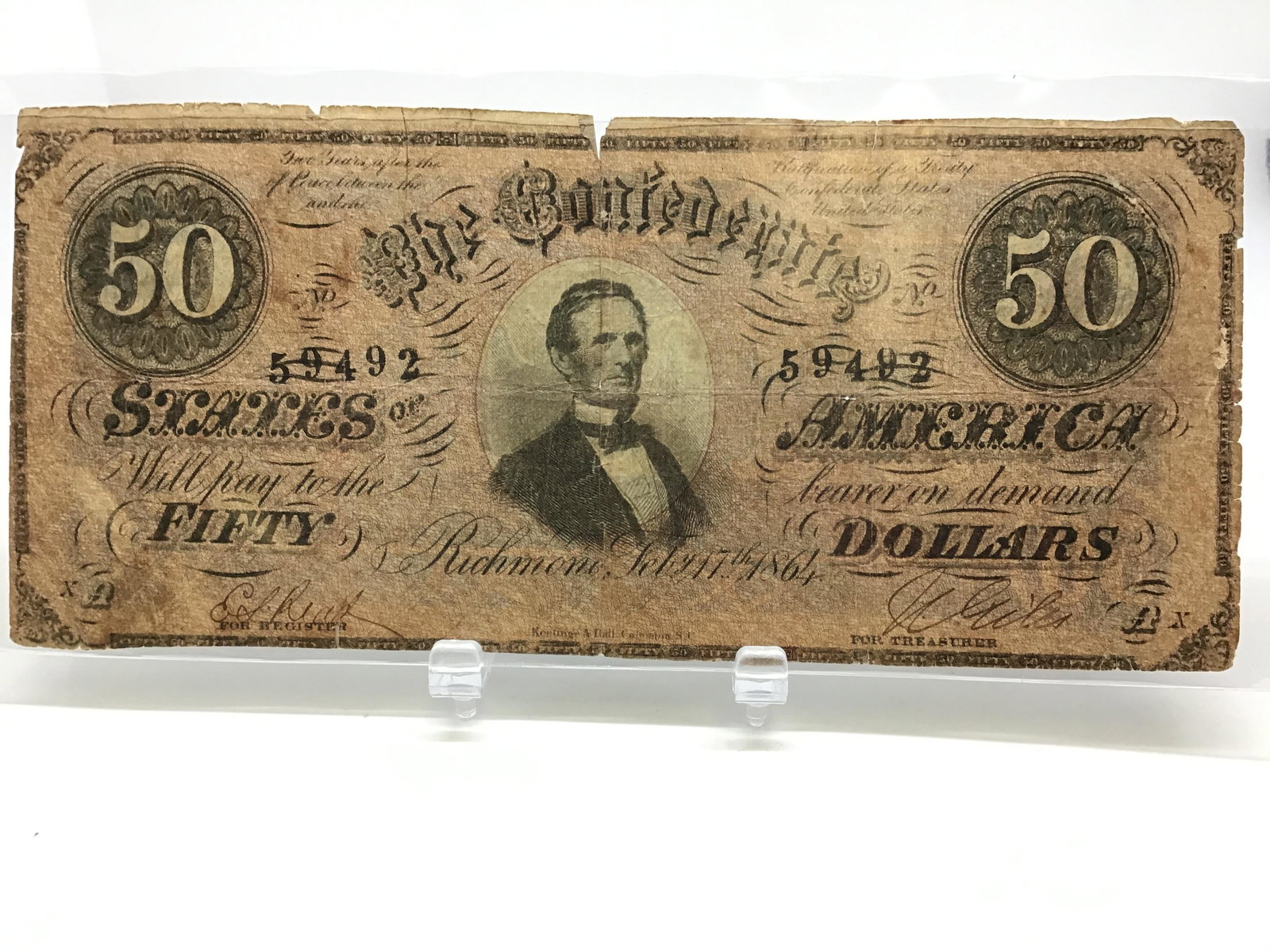 1864 Confederate $50 Bill: Confederate Currency